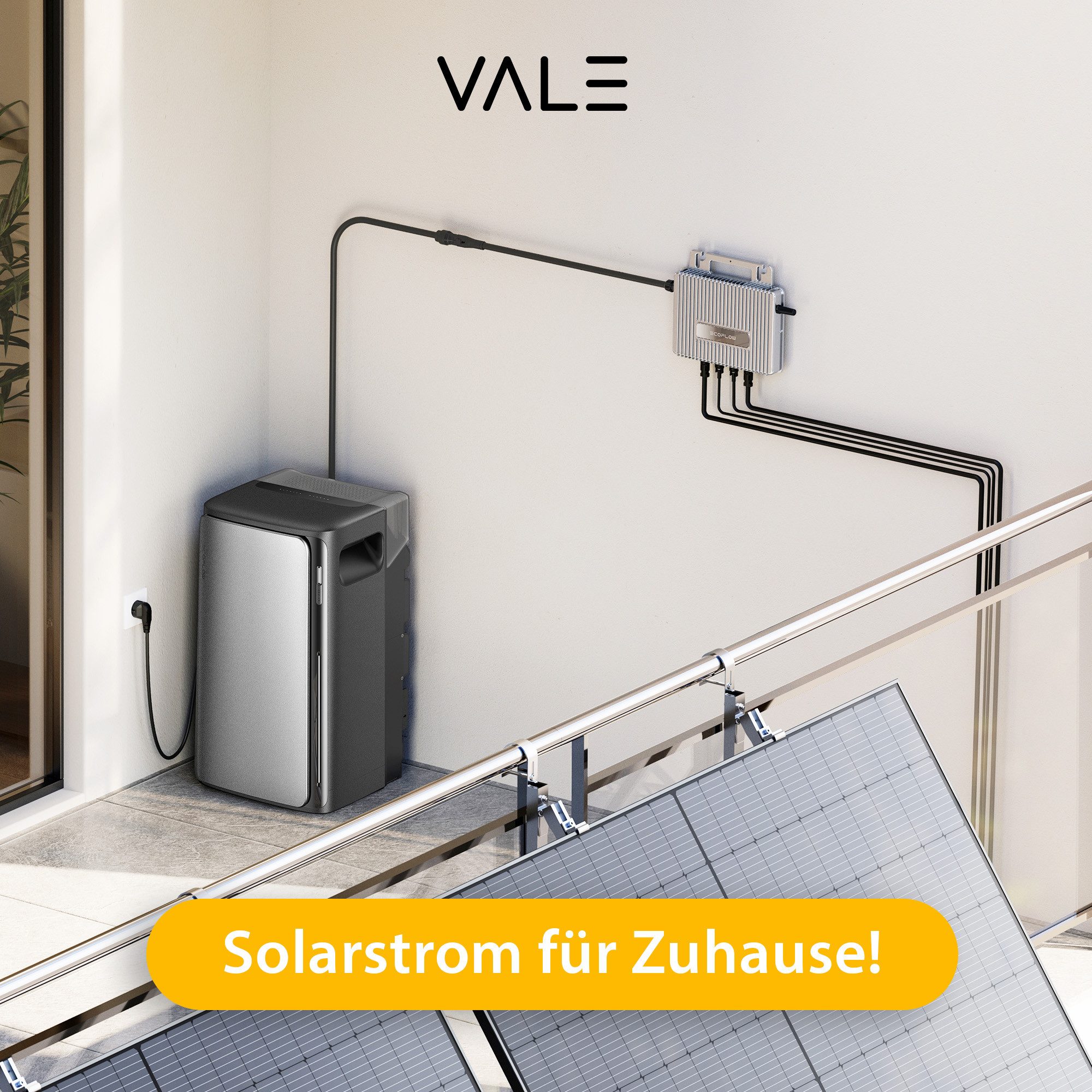 VALE Balkonkraftwerk Komplettset mit Solarspeicher & Wechselrichter, Bifaziale Solaranlage, (EcoFlow Stream Ultra 1920 Wh, 800W, Solarmodule 860-1840WP, Zubehör, EcoFlow Stream Ultra 1920 Wh, 800W, Solarmodule 860-1840WP, Zubehör), Plug&Play, BKW, Solarmodul, Photovoltaik Set, Wifi, App-Steuerung