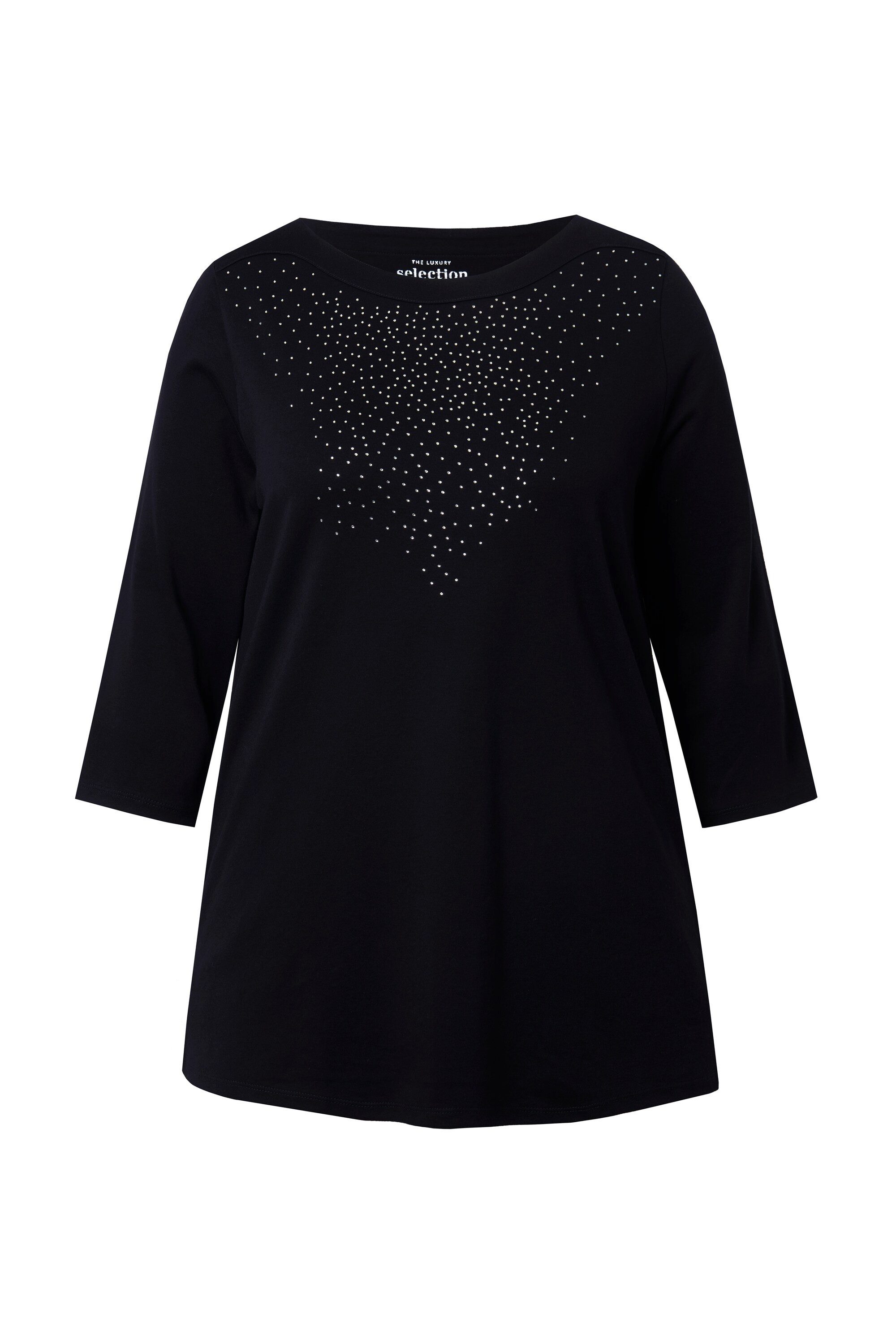 Ulla Popken T-Shirt Shirt Ziersteine U-Boot-Ausschnitt 3/4-Arm günstig online kaufen