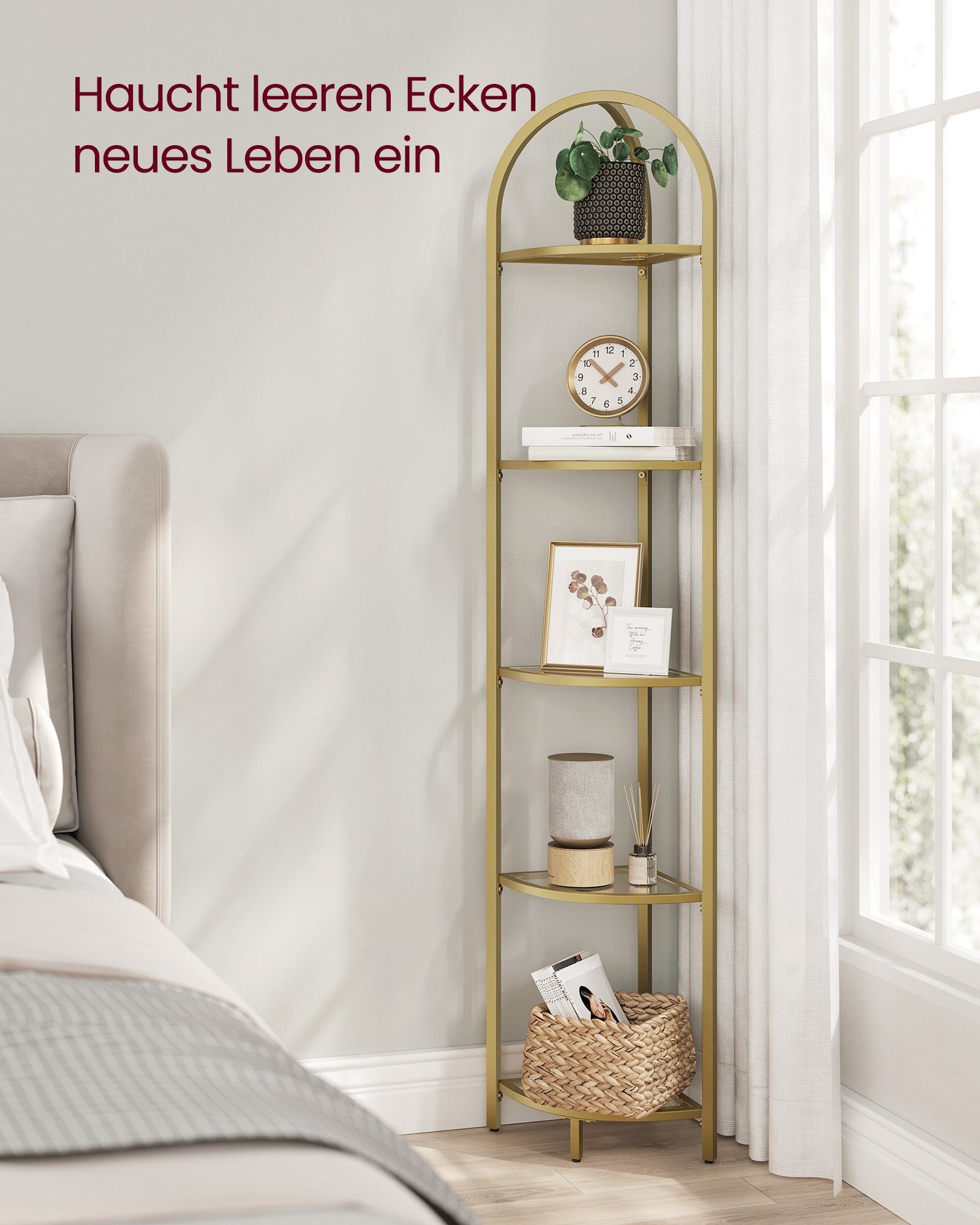 VASAGLE Eckregal, Standregal mit 5 Ebenen, Bücherregal aus Hartglas günstig online kaufen