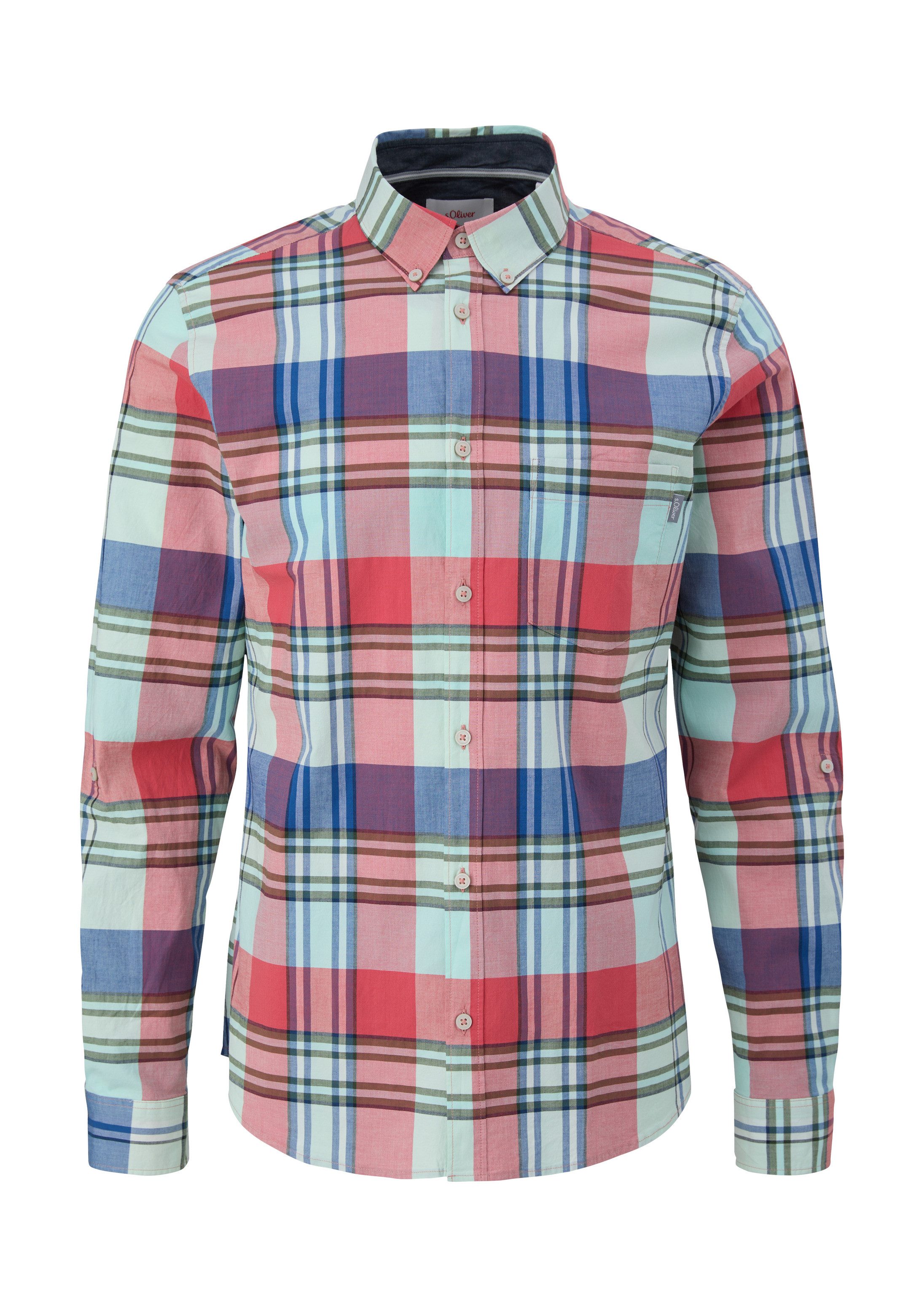 s.Oliver Langarmhemd Hemd Kariertes Hemd im Slim Fit