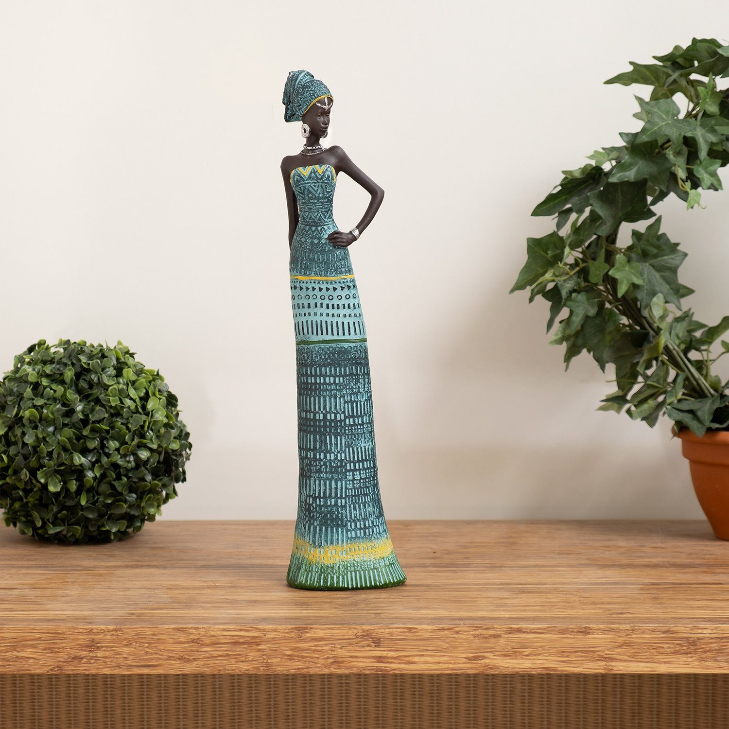 Figuren Afrikanische Frauen Dekoration blau, aus Kunstfigur Moritz Dekoelement Dekofigur Polyresin Dekofigur kulturell