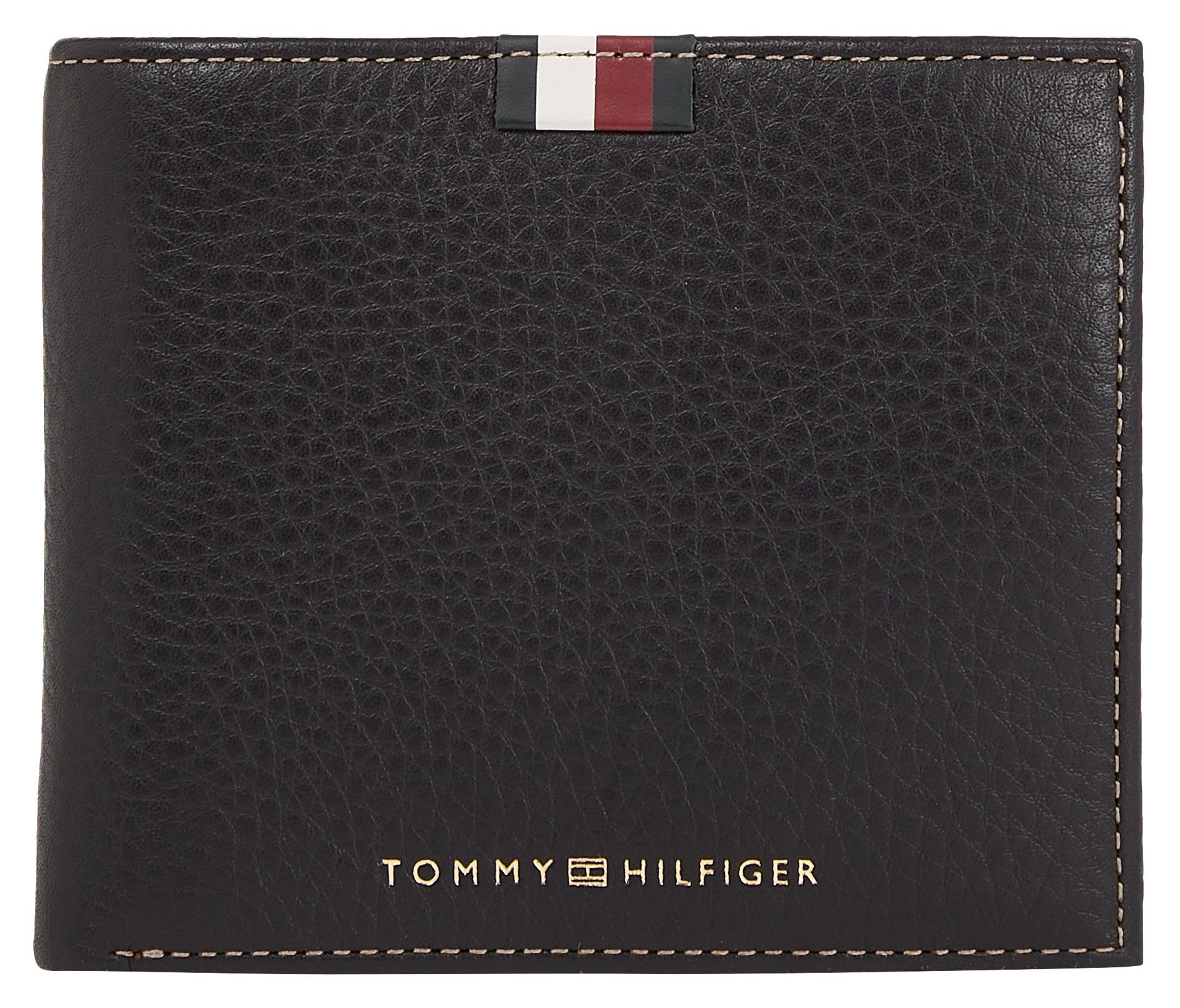 Tommy Hilfiger Geldbörse TH CORP LEATHER FLAP AND COIN, mit charakteristischem Streifendetail