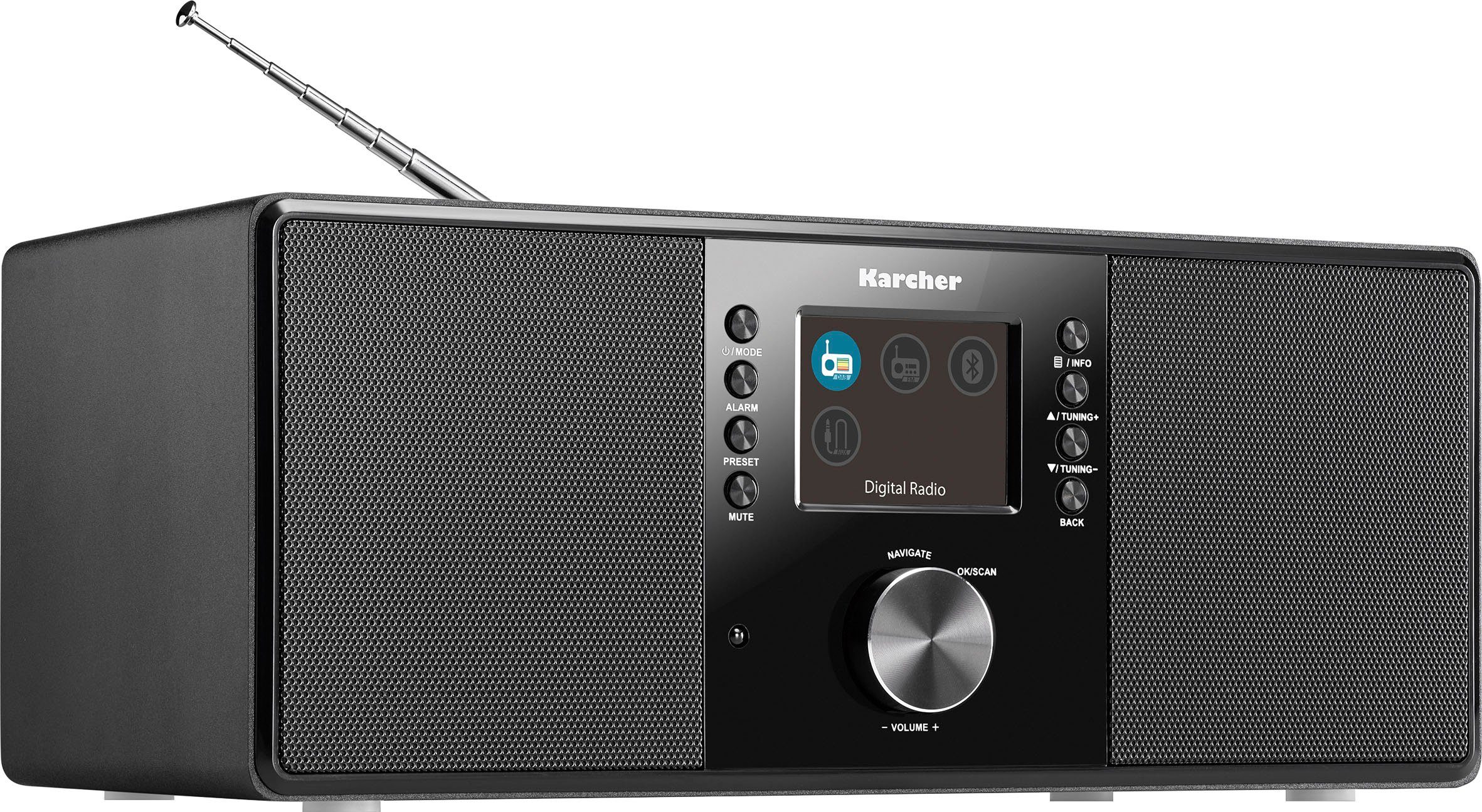 Karcher DAB 5000+ Digitalradio (DAB) (Digitalradio (DAB), FM-Tuner, UKW mit RDS, 10 W, Bluetooth, Sleep-Timer/Weckfunktion, Kopfhöreranschluss, Farbdisplay)