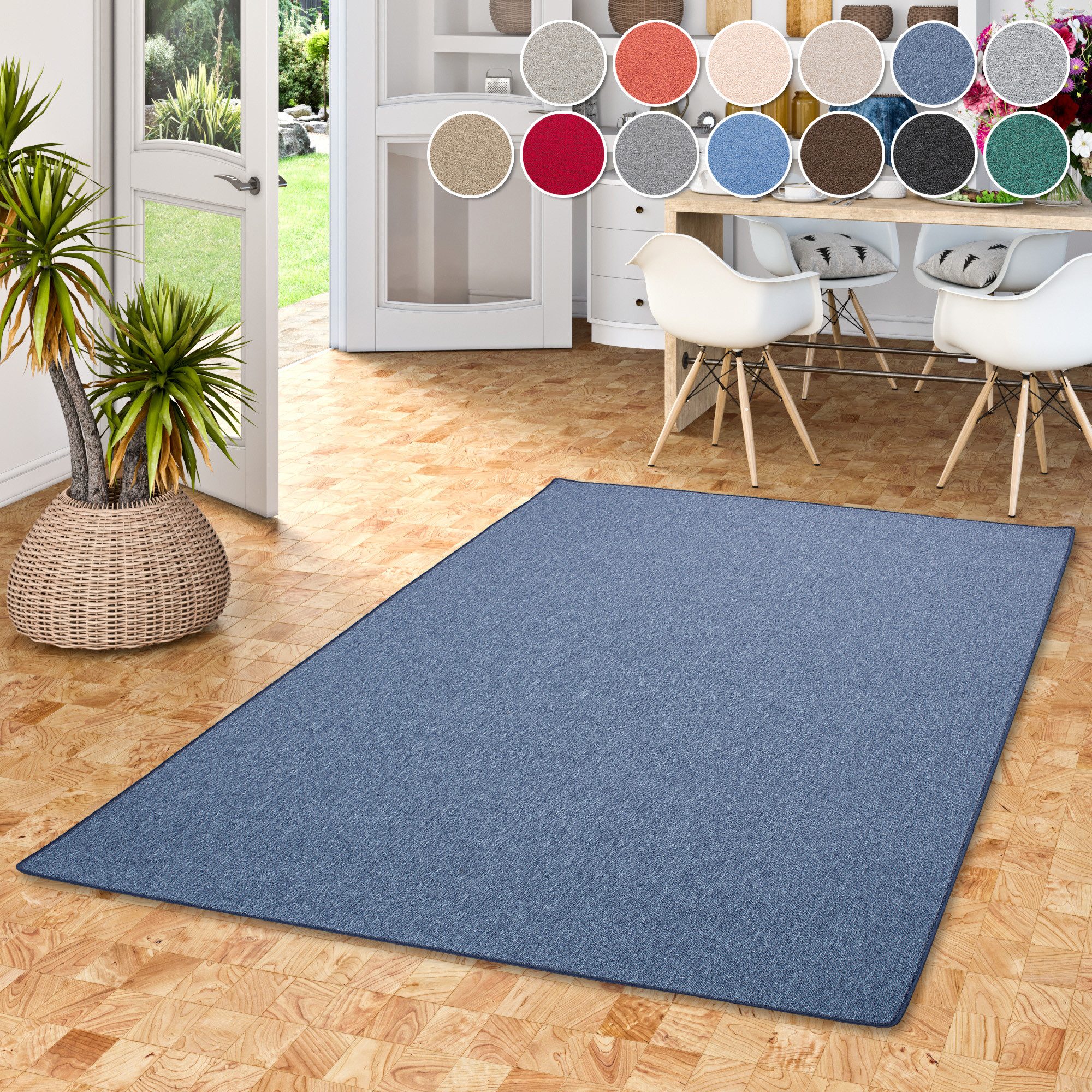 OTTO home Teppich Fortis, Schlinge, Made in Netherlands, rechteckig, Höhe: 5 mm, Uni Farben, gekettelt, auch als Läufer, strapazierfähig, Wohnzimmer