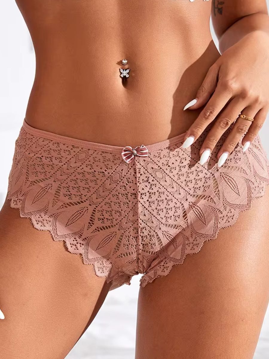 Elegant Love Taillenslip Damen Dessous Slip, sexy Unterwäsche in Spitzenoptik High Waist Panties, Höschen Lingerie, unterhosen – Bild 5 von 5