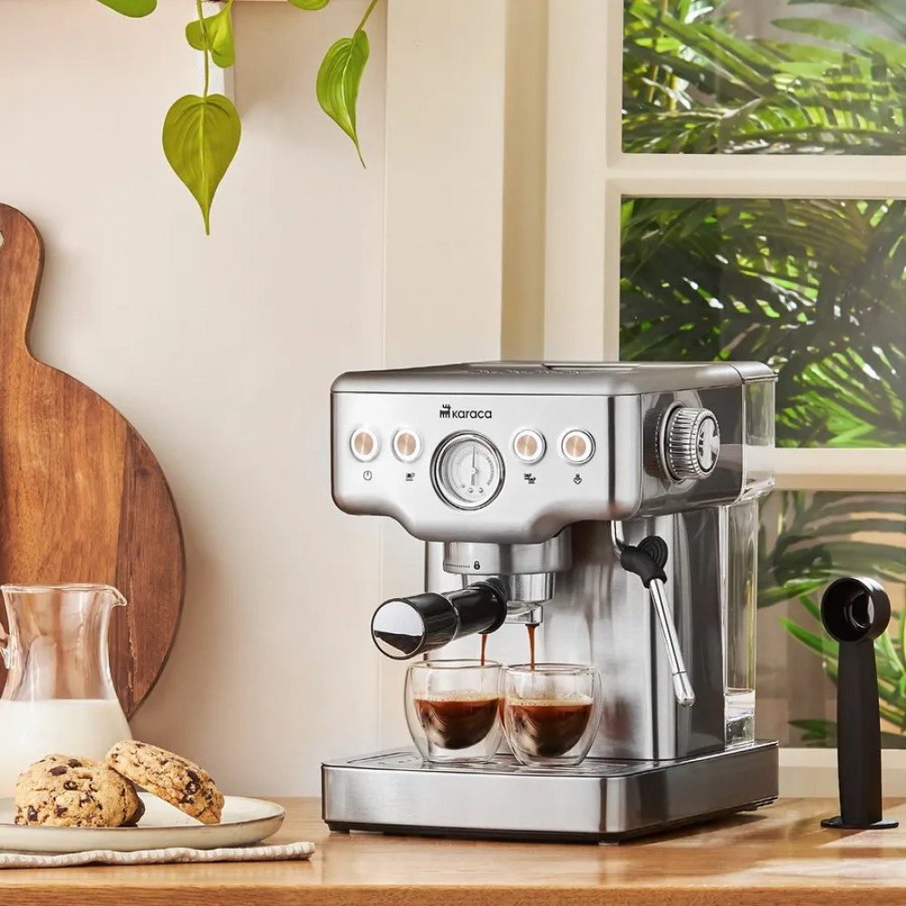 Karaca Espressomaschine, Coffee Art 1353 Espressomaschine Siebträger mit Milchschäumer