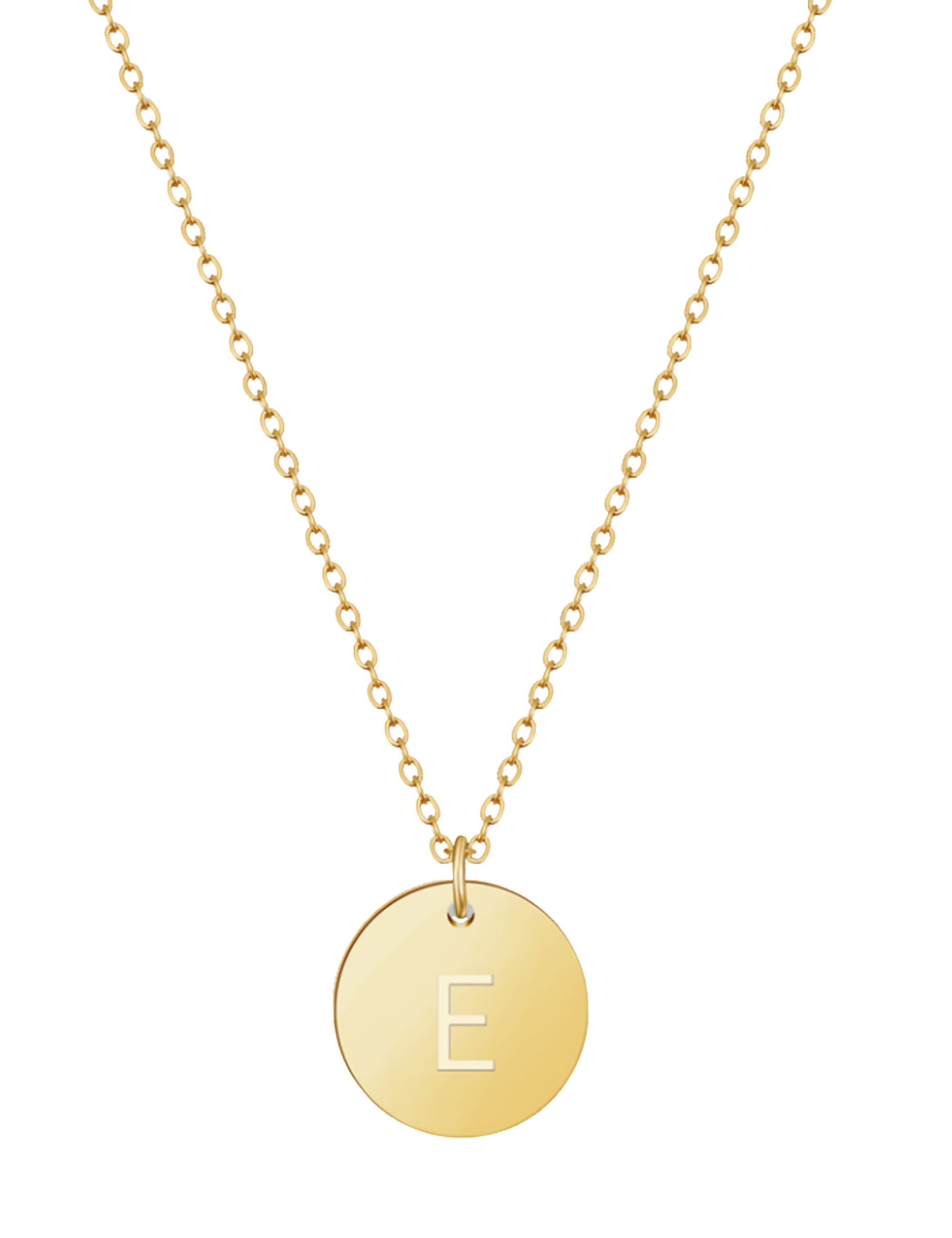 GOOD.designs Kette mit Anhänger, 18 K vergoldet mit Buchstaben-Coin E