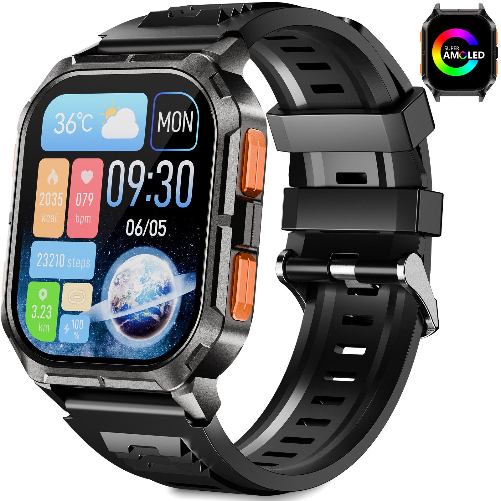 Smartwatch Herren und Damen, Fitness Tracker uhr mit Telefonfunktion, Smartwatch