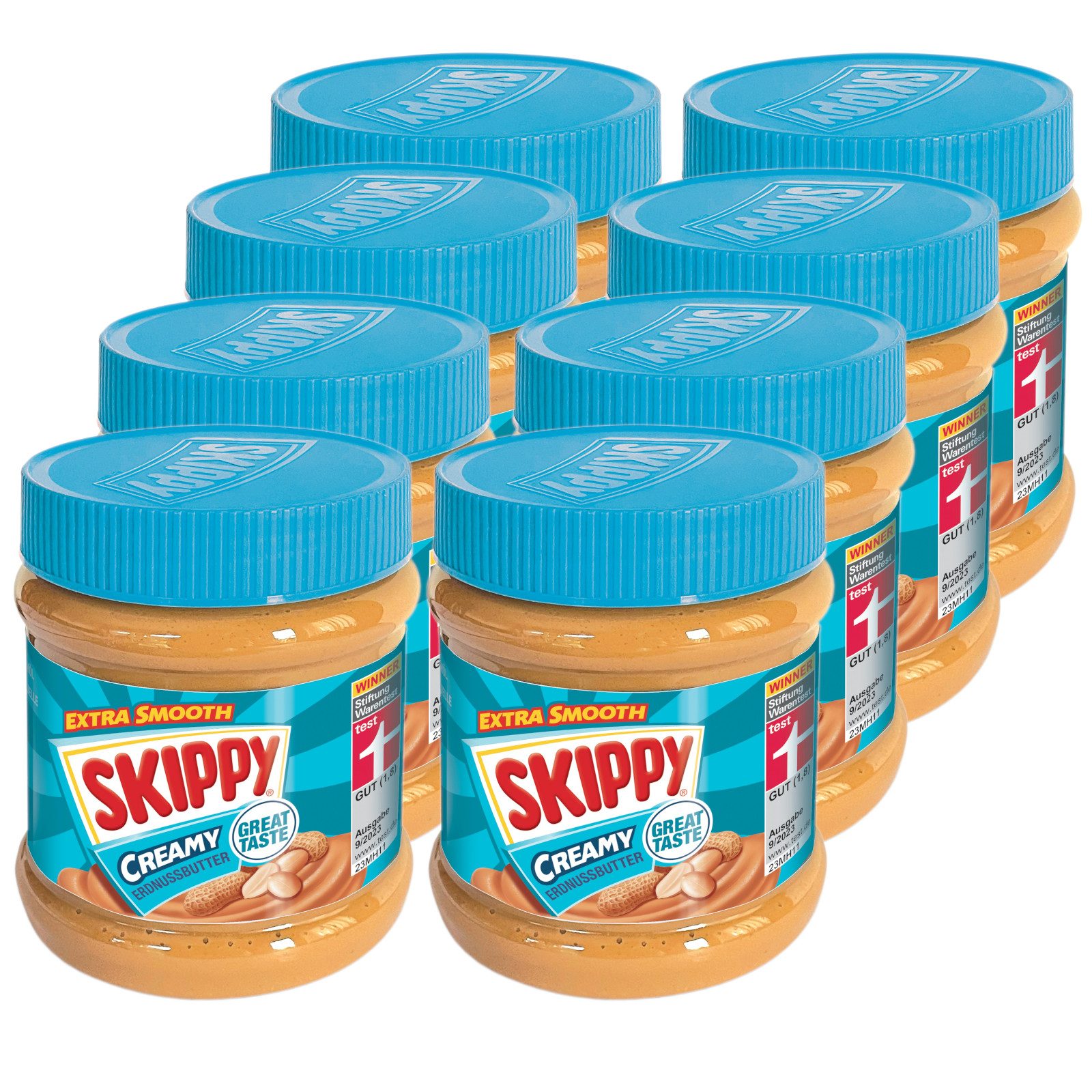 Skippy Nussaufstrich 8 x 340g Erdnussbutter "Creamy" Peanut Butter Extra Smooth, 8 x 340 g, (Packung), Ohne Farbstoffe, Ohne künstliche Aromen, Vegetarier