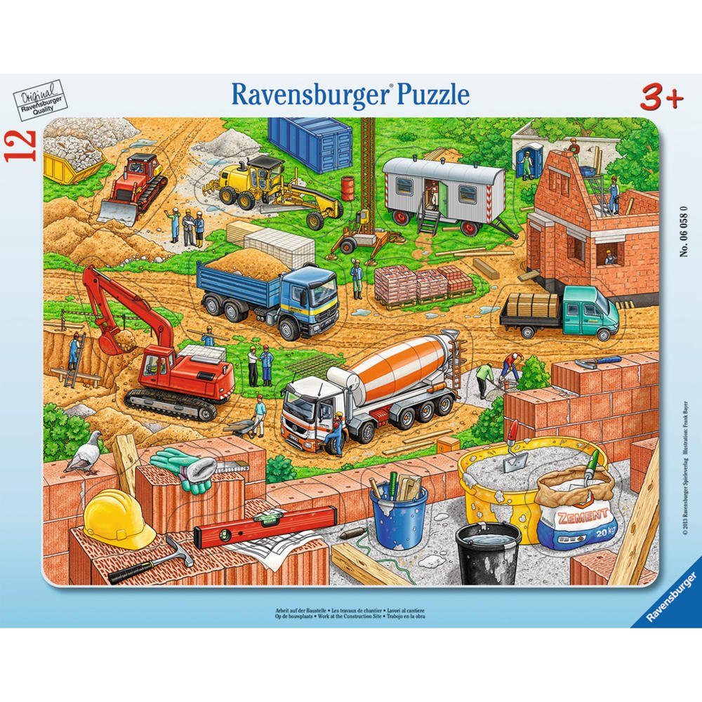 Ravensburger Rahmenpuzzle Arbeit Auf Der Baustelle - Rahmenpuzzle, 11 Puzzleteile | Puzzle