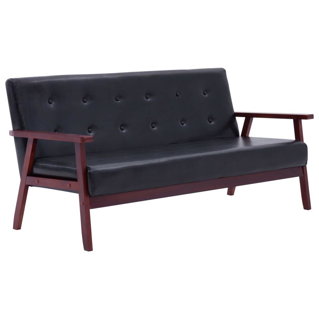 vidaXL Sofa 2-tlg. Sofagarnitur Schwarz Kunstleder günstig online kaufen