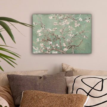 OneMillionCanvasses® Leinwandbild Mandelblüte - Kunst - Van Gogh - Grün, (1 St), Wandbild Leinwandbilder, Aufhängefertig, Wanddeko, 30x20 cm