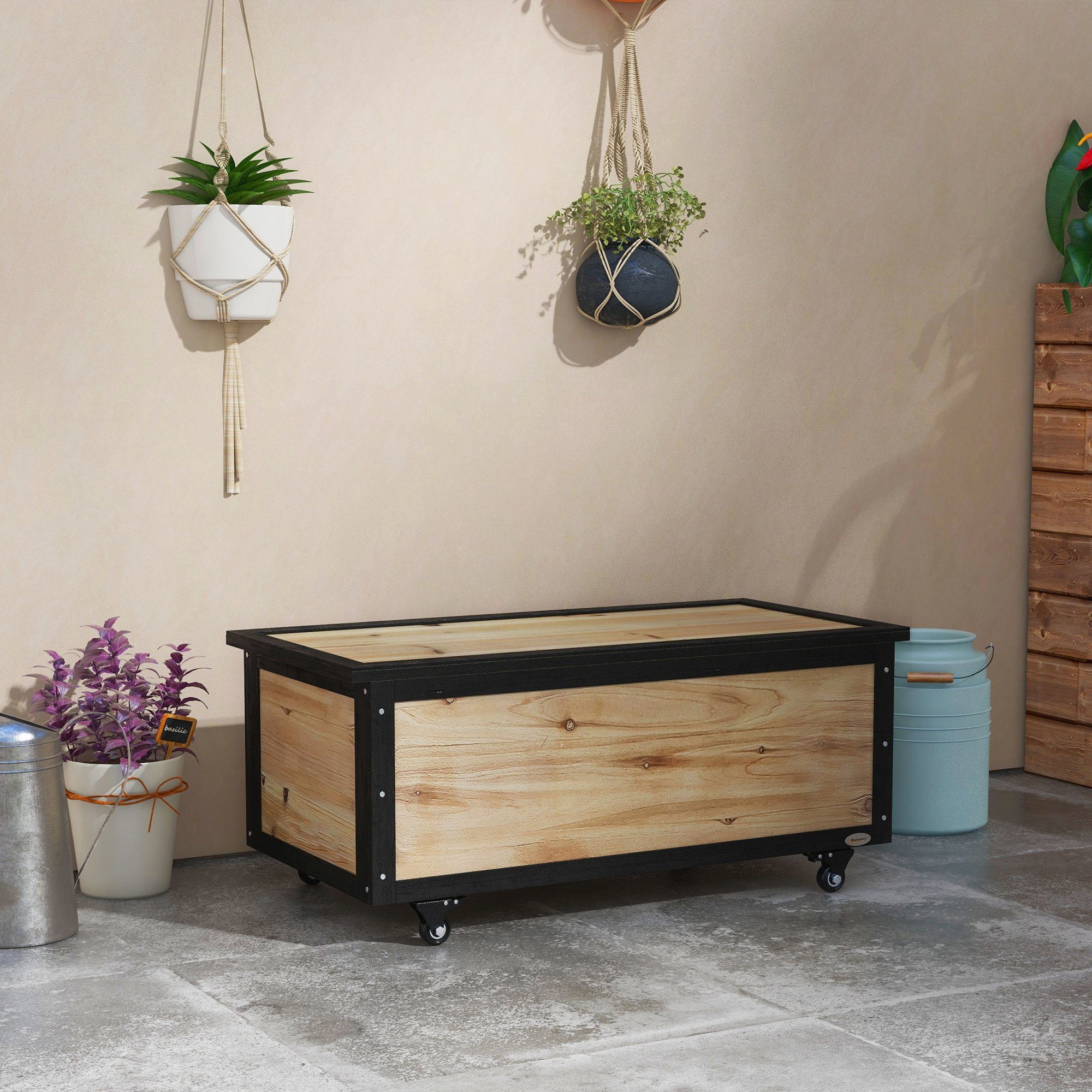 Outsunny Gartenbox 121L, aus Holz, Gartenbox, günstig online kaufen