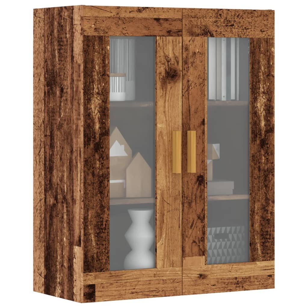 vidaXL Vitrine NA Hängeschrank Altholz-Optik 69,5x34x90 cm Glas Vitrine