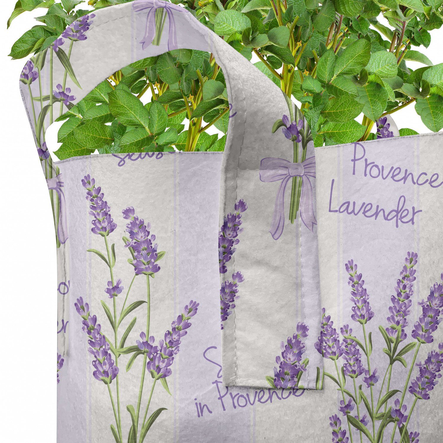 Abakuhaus Pflanzkübel hochleistungsfähig Stofftöpfe Pflanzen, und Lavendel mit für Streifen Blumen Griffen