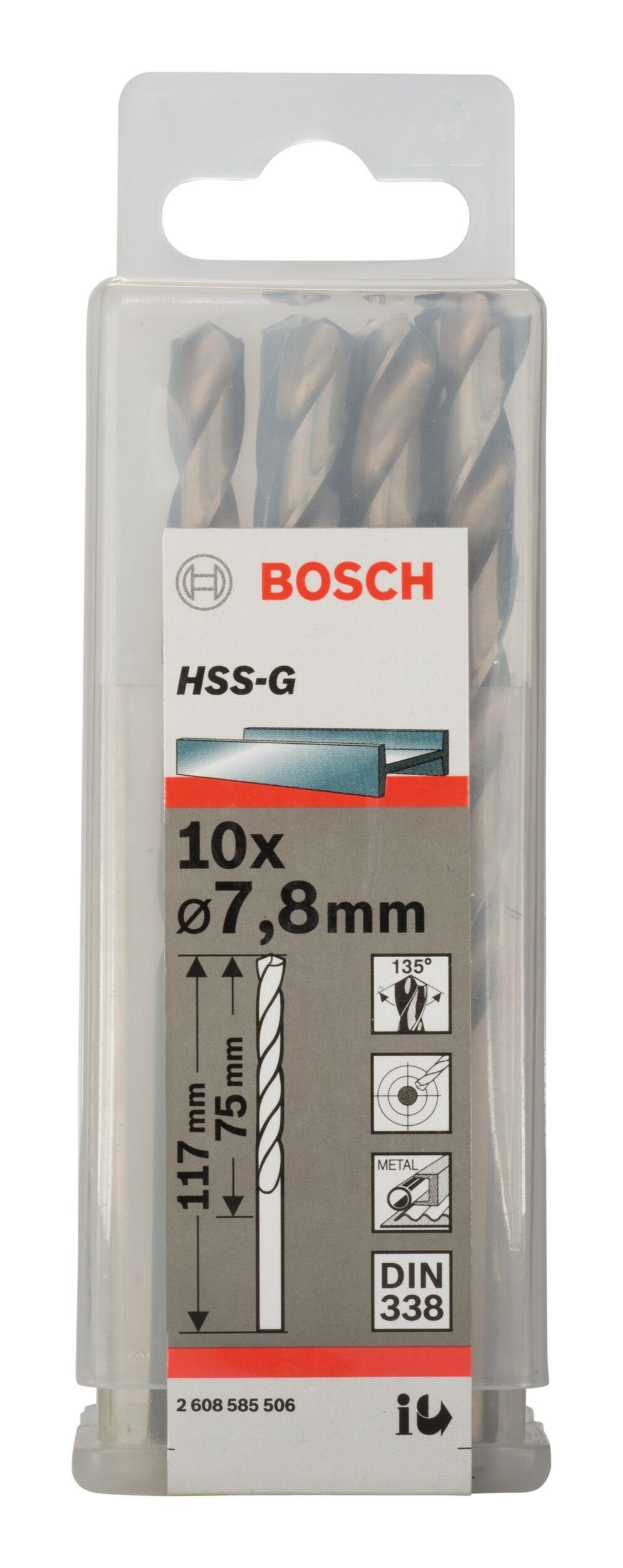 BOSCH Metallbohrer, x - (10 338) mm 75 7,8 x Stück), 117 - (DIN 10er-Pack HSS-G