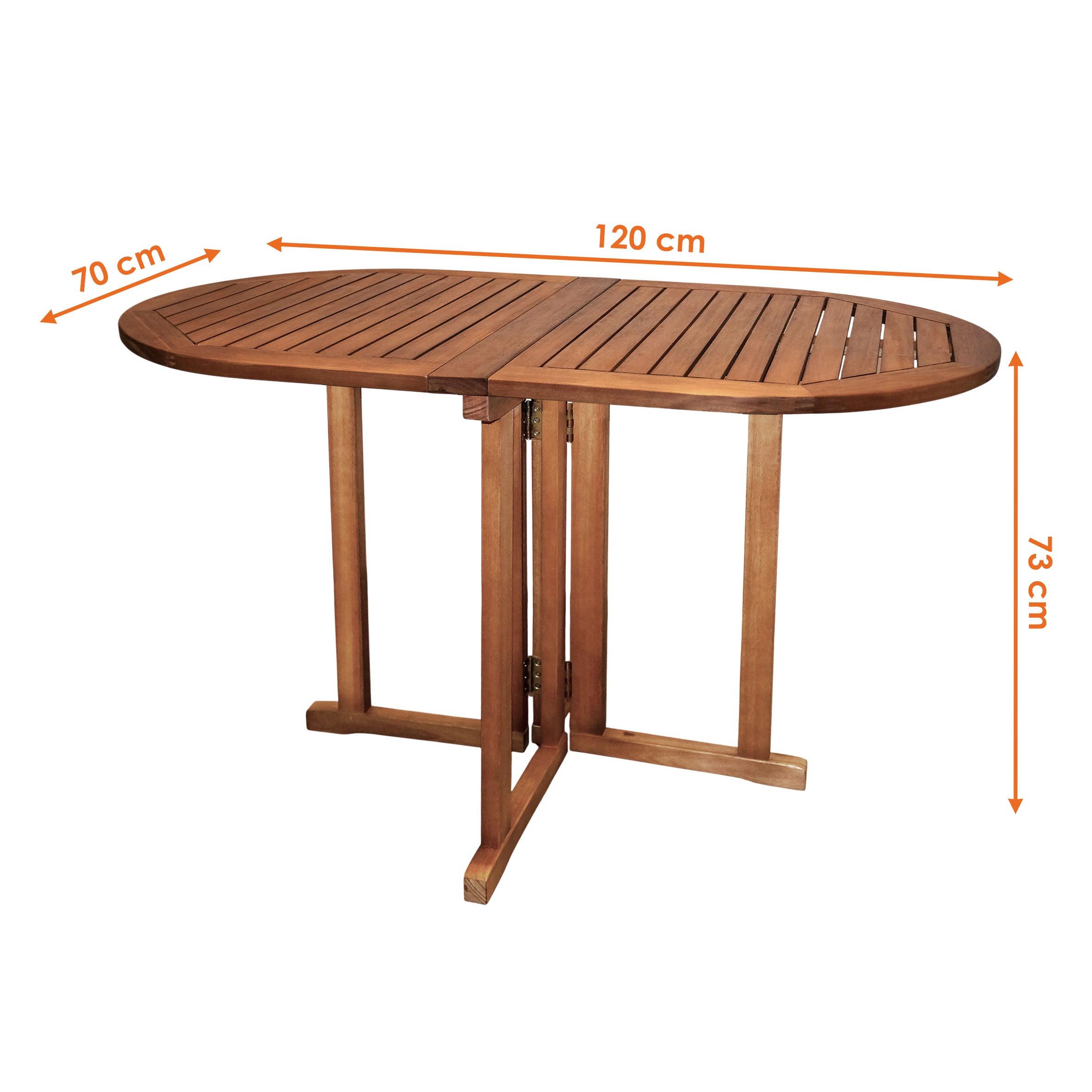 Spetebo Gartentisch Massivholz Gartentisch klappbar (oval, 1-St., 120 x 70 cm), Outdoor Eukalyptus Holz Esstisch geölt