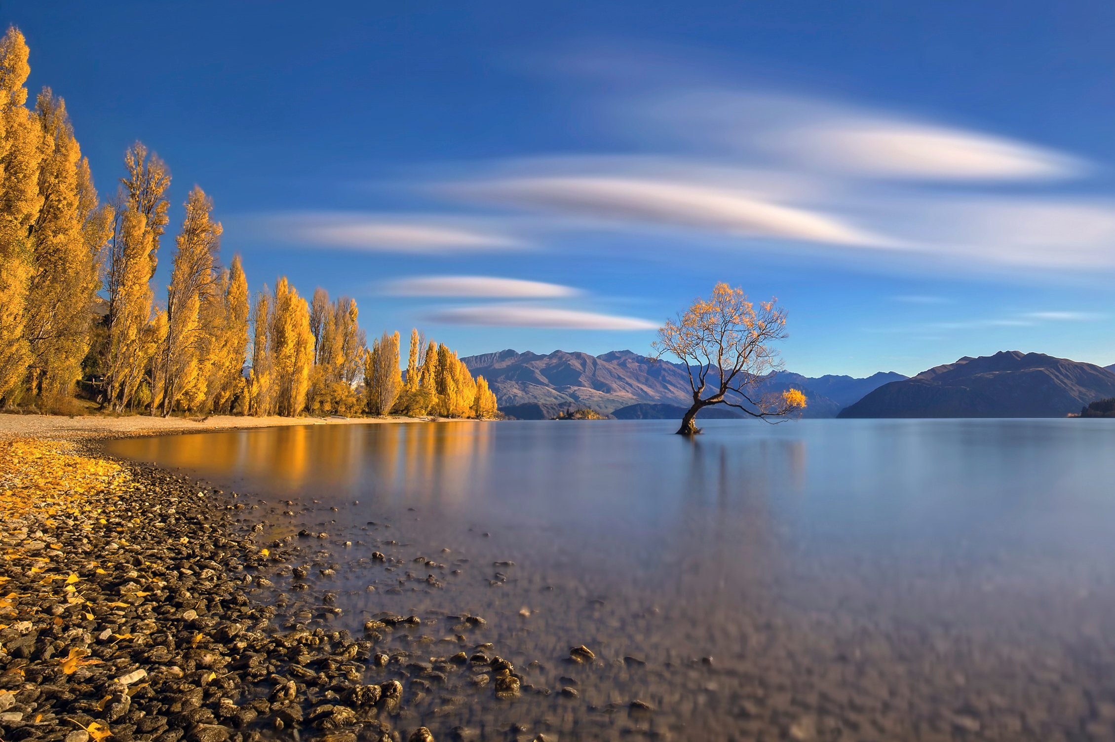 Papermoon Fototapete Photo-Art HUA ZHU, HERBST IM SEE WANAKA