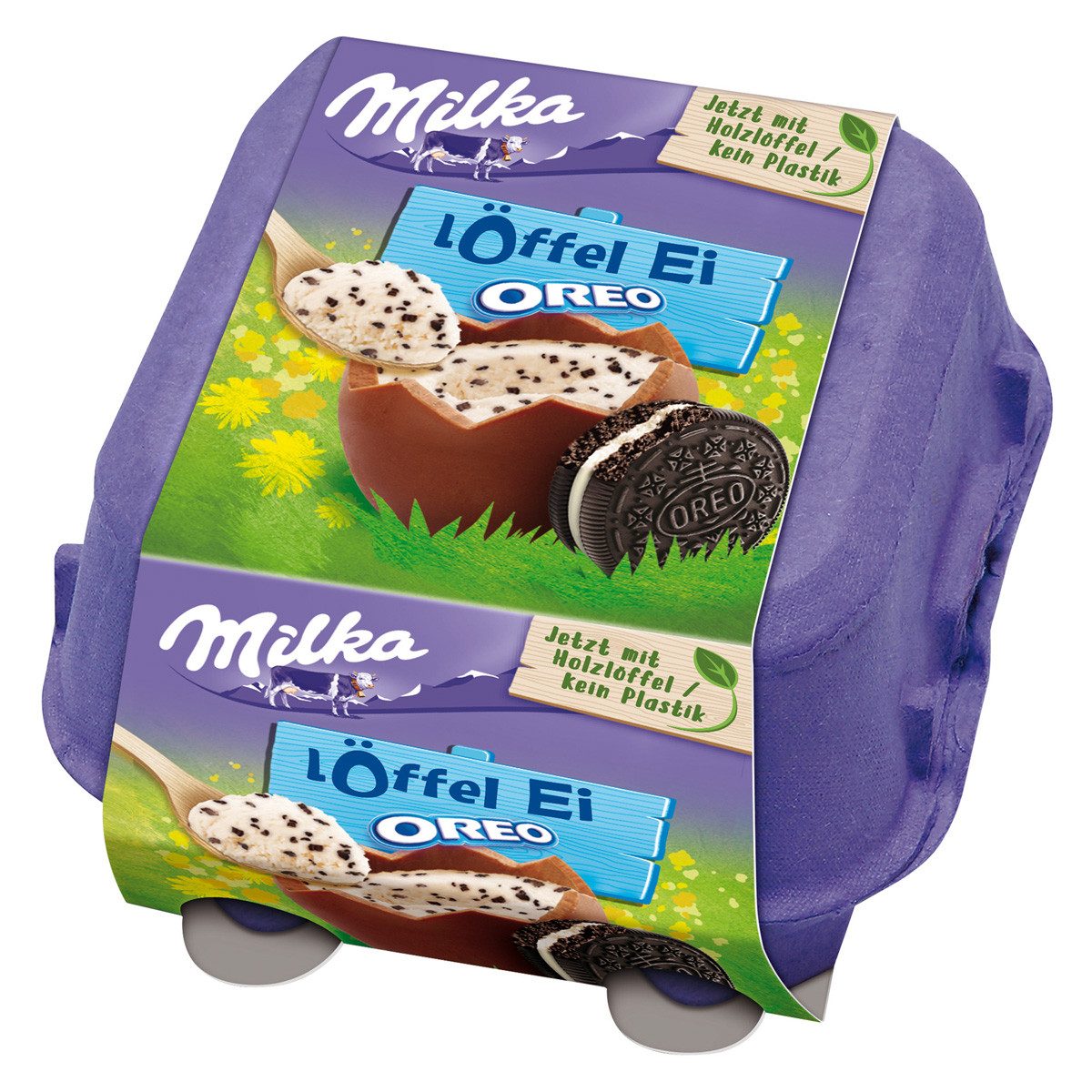 MILKA Schokolade, Milka Löffel Ei Oreo Alpenmilch Schokolade gefüllt mit Oreocreme 128g