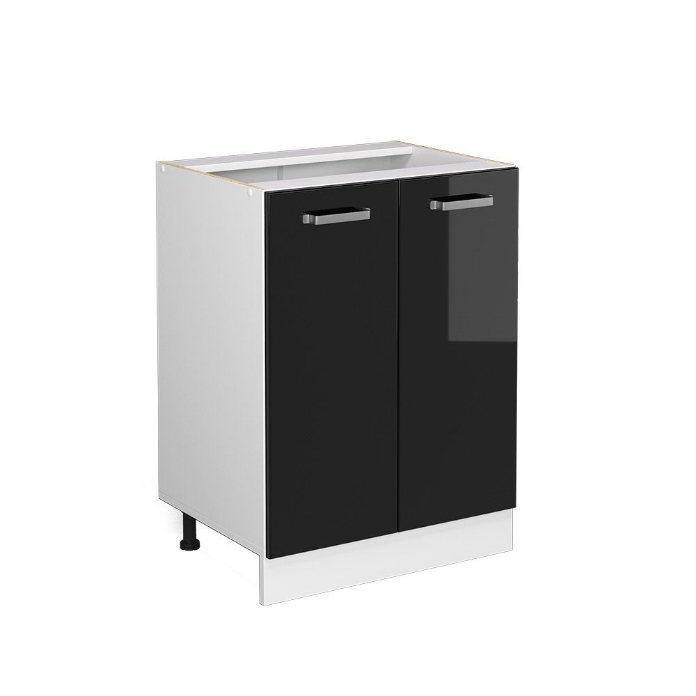 Vicco Unterschrank R-Line, Schwarz Hochglanz/Weiß, 60 cm ohne Arbeitsplatte (1-St)