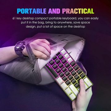 XINMENG Wired Gaming 3600 DPI, Panda-Serie Farbe, Tastatur- und Maus-Set, mit 61 Tasten RGB Backlit Gaming-Tastatur, Mauspad, 7 Farbatmungslicht