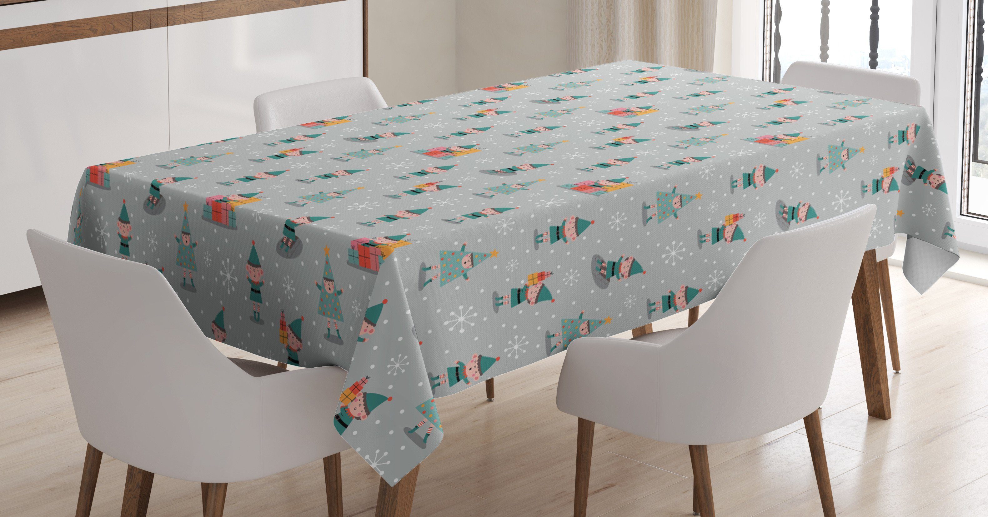 Weihnachten Farbfest Farben, Klare Weihnachten Waschbar Bereich Tischdecke Für Abakuhaus Außen Schneeflocken Jahreszeit den geeignet