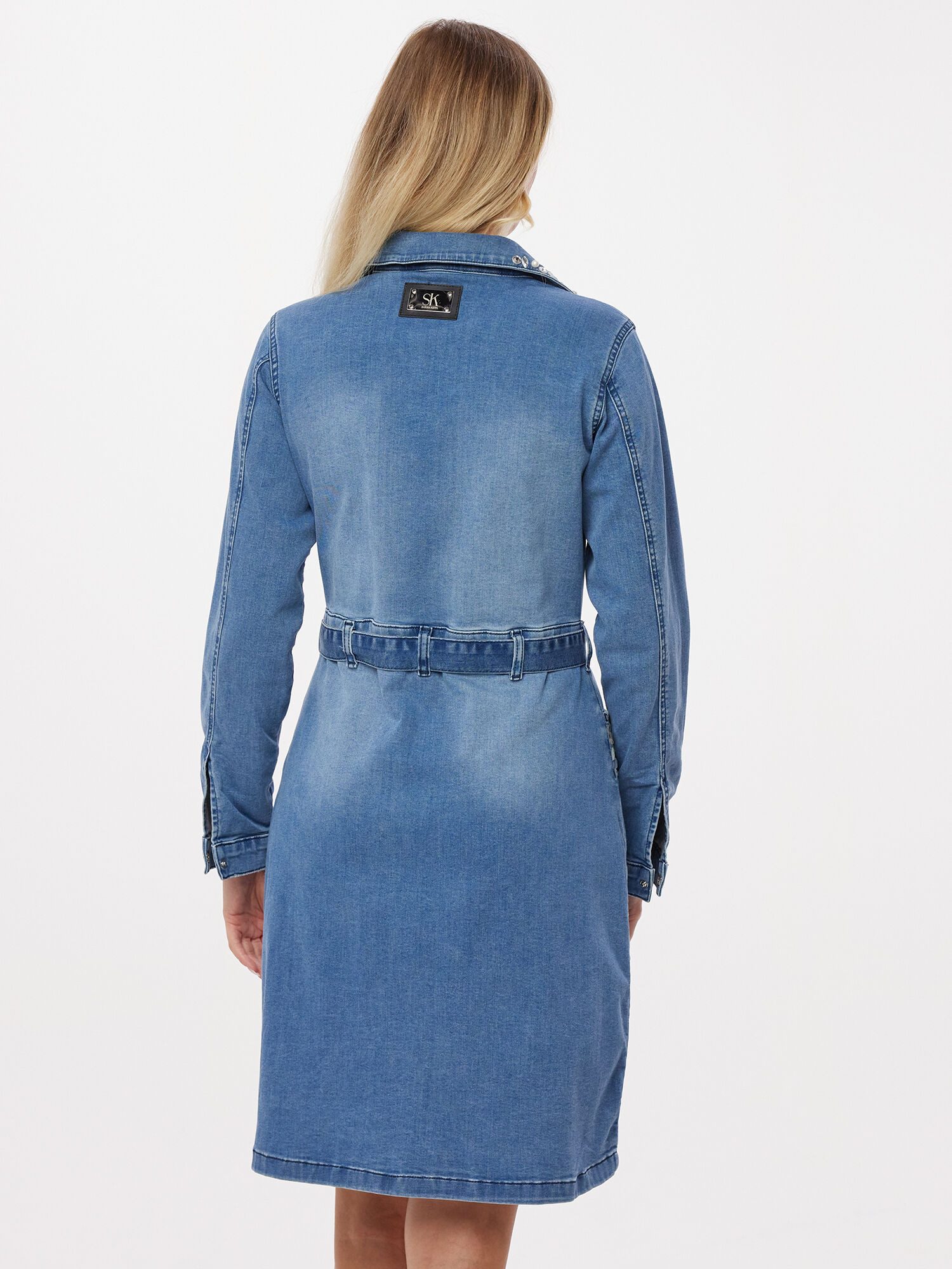 Sarah Kern Jeanskleid Longkleid Figurumspielend mit Taillengürtel günstig online kaufen