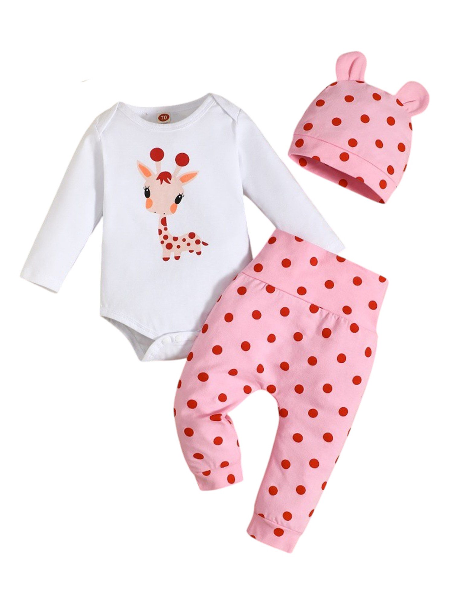 Lapastyle Shirt & Leggings Baby Neugeborenes Langarm Casual Basic Kleidung, süßer Stil (Set, 3-tlg) Tierdruck, Tupfendruck, süßes Set für Baby Mädchen
