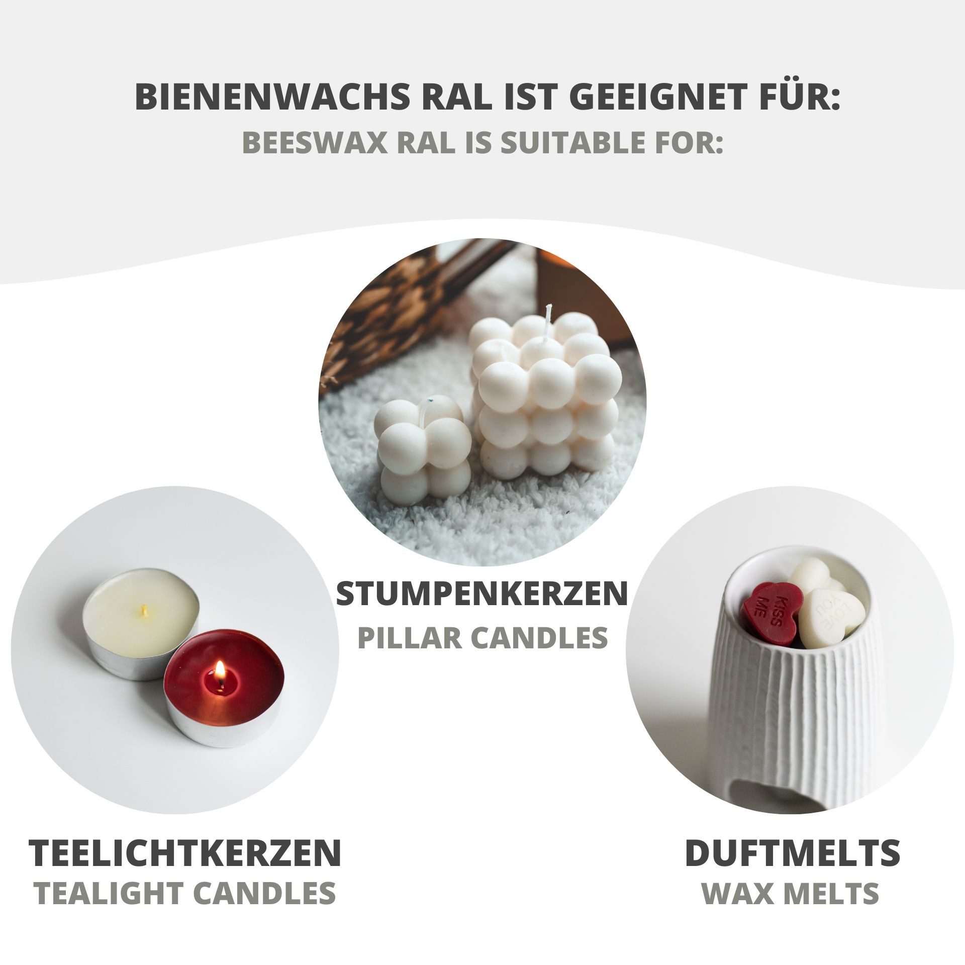 DistrEbution Bastelnaturmaterial Bienenwachs RAL weiß Pastillen Kerzenwachs