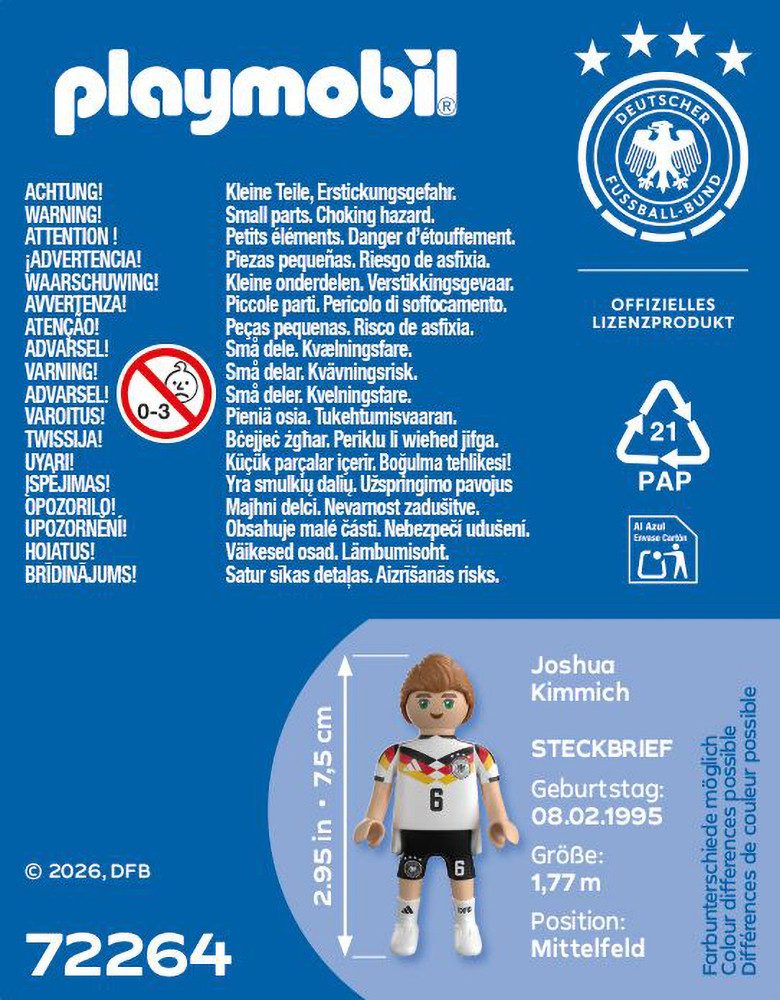 Playmobil® Joshua Kimmich (72264), DFB Konstruktions-Spielset, Made in Europe – Bild 3 von 3