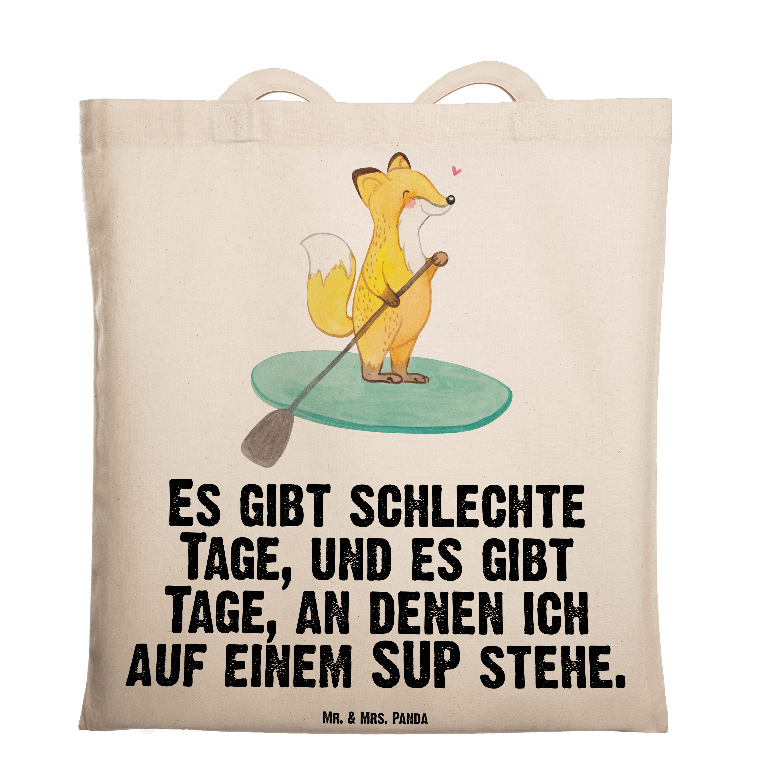 Mr. & Mrs. Panda Tragetasche Fuchs Stand Up Paddling Tage - Transparent - Geschenk, Beutel, Sporta (1-tlg)
