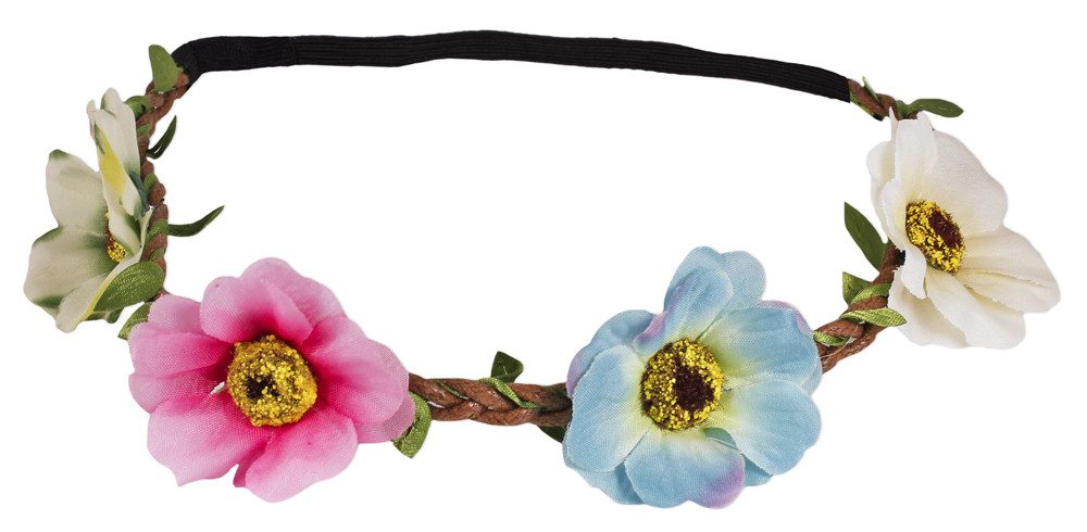 Wolkenweis Trachtenhut Blumen Haarband mit Anemonen - Mehrfarbig