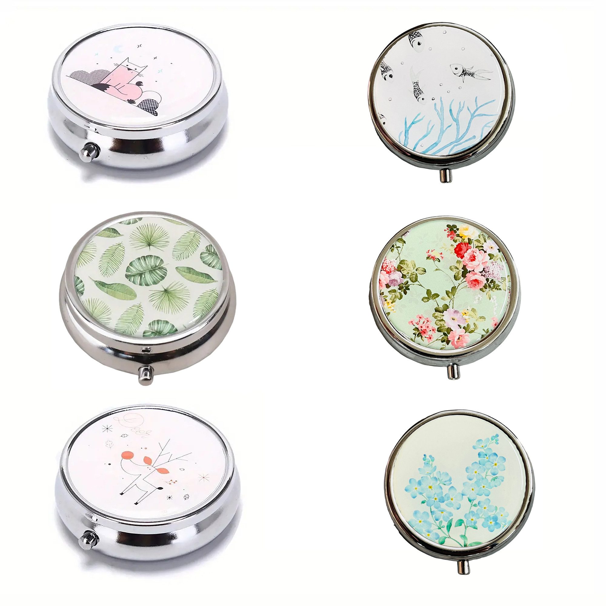 The Beauty House Pillendose Pillendose mit Spiegel Medikamentenbox Dose, Kleine Tablettendose für Unterwegs, Reise-Pillenspender Tablettenbox