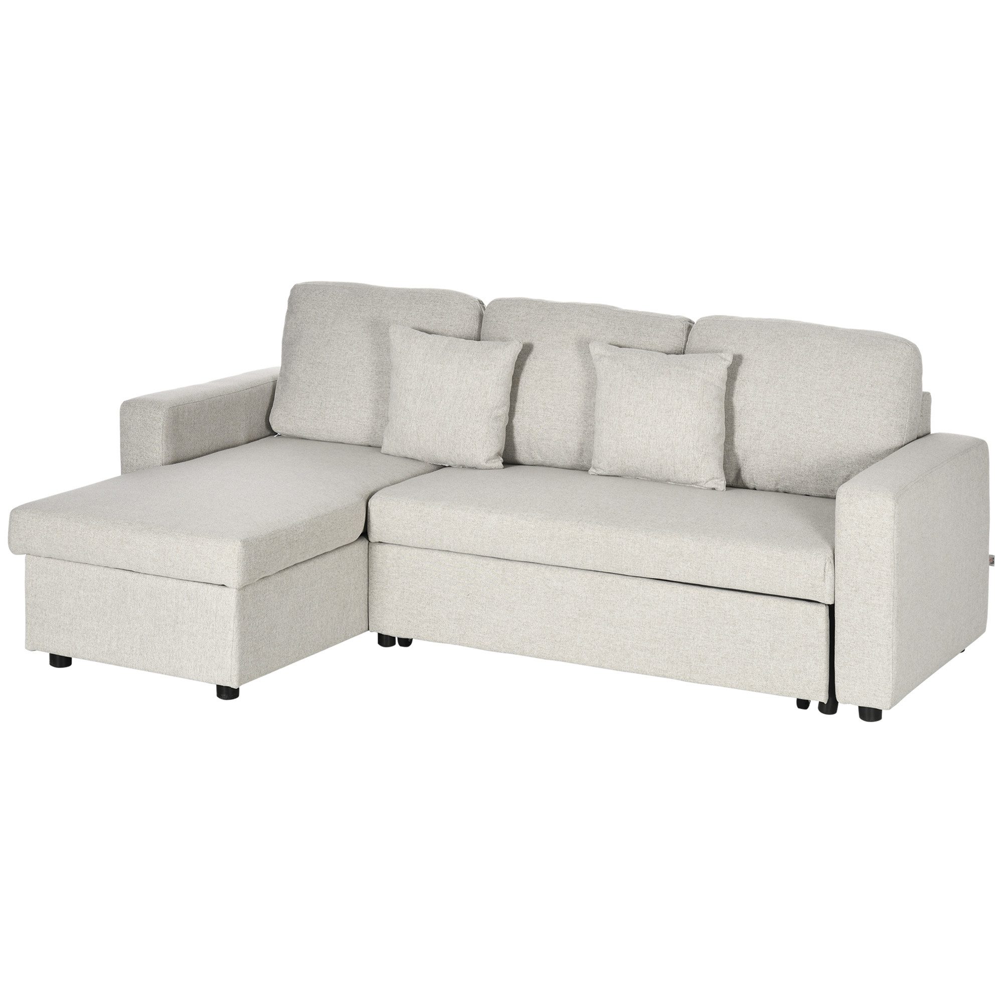 HOMCOM Ecksofa mit Bettfunktion, Stauraum, 2 Kissen, L-Form, Eckcouch aus L günstig online kaufen