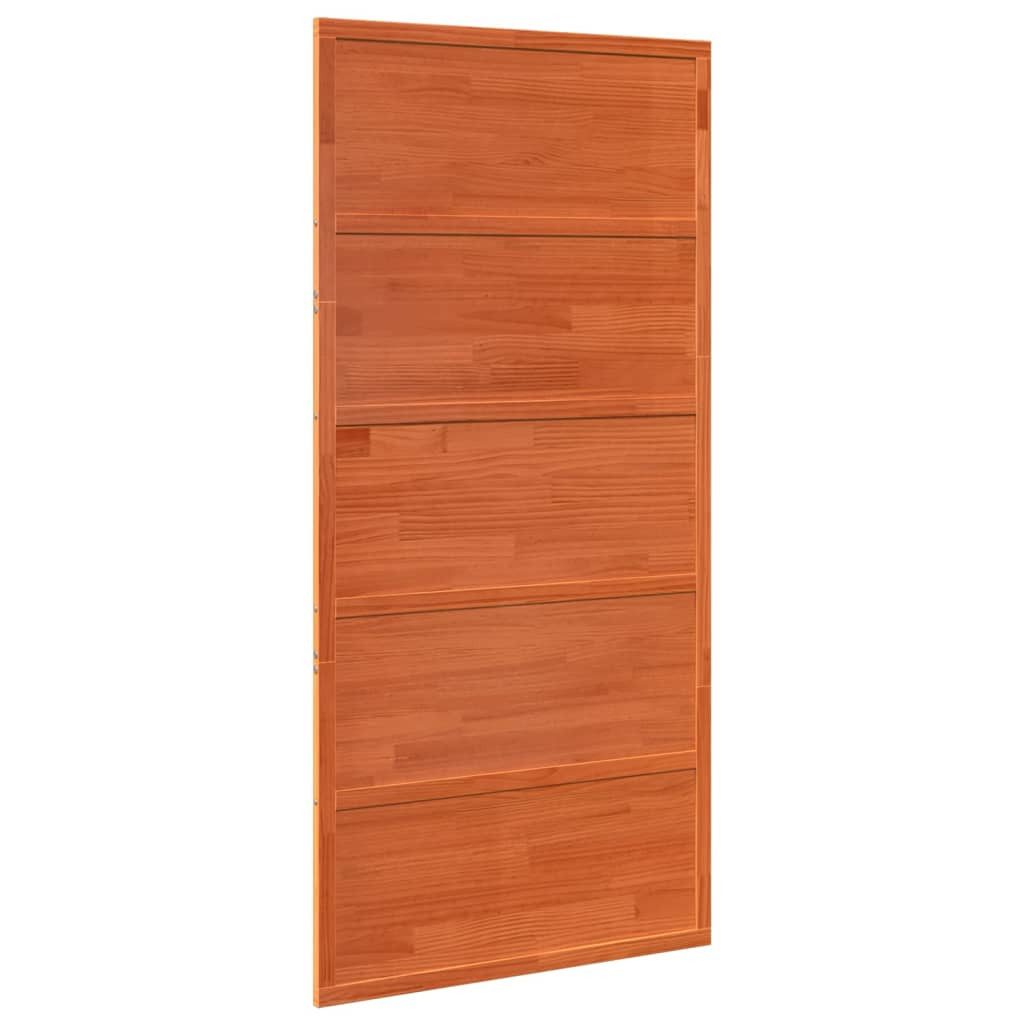 vidaXL Zimmertür 100 x 208 cm Schiebetür Wachsbraun 100x208 cm Massivholz natur Kiefer