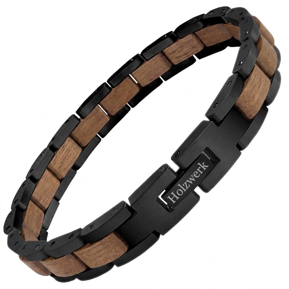 Holzwerk Edelstahlarmband Damen Designer Holz Armband, Armkette Gliederarmband, Holz Unikate inkl. Armbandkürzer, ideal als Geschenk