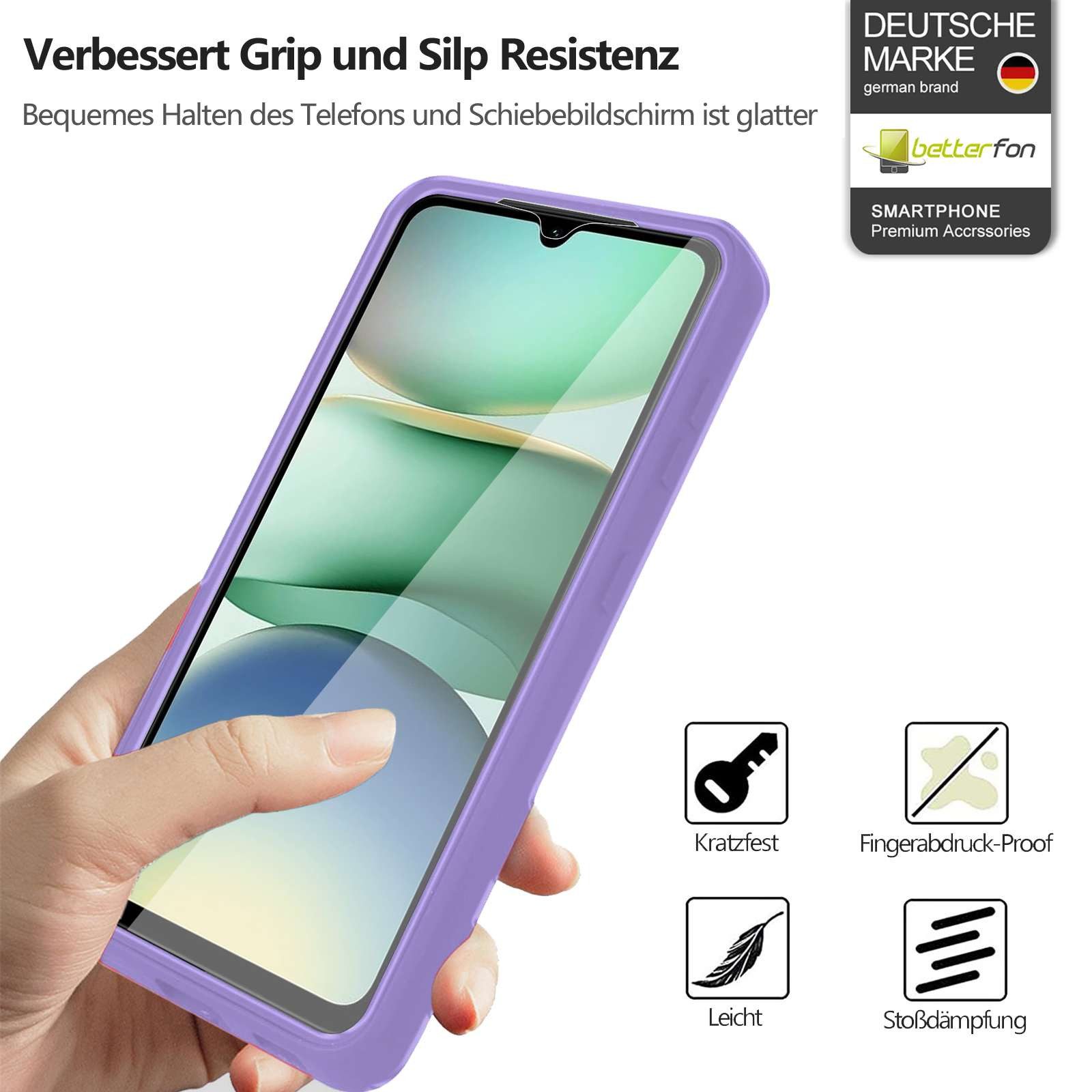 betterfon Handyhülle für Xiaomi Redmi A5 4G 2-teiliges 360° TPU Schutzcase, Rundumschutz mit integrierter Displayabdeckung und klarer Sicht