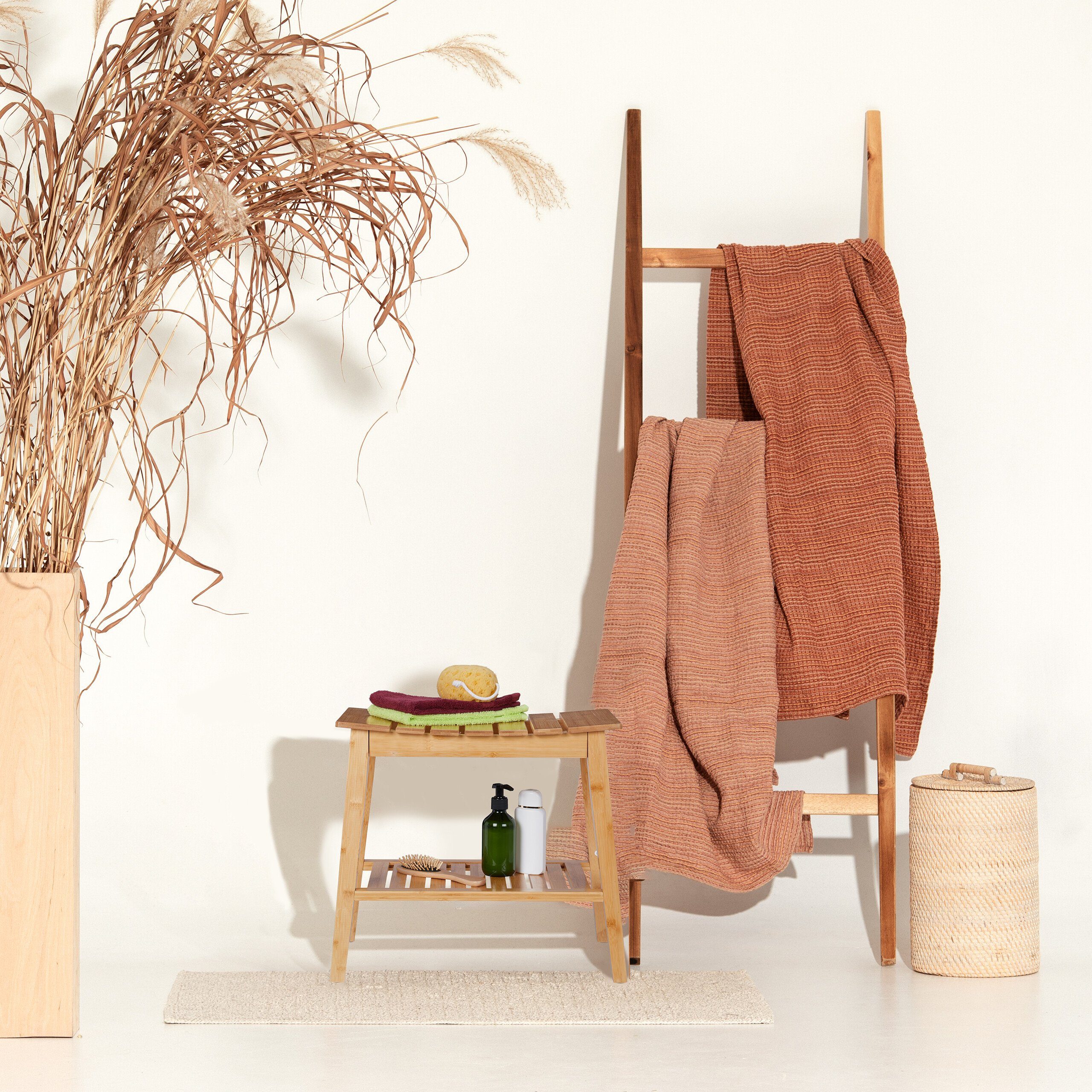 relaxdays Badhocker aus Bambus mit Ablage günstig online kaufen