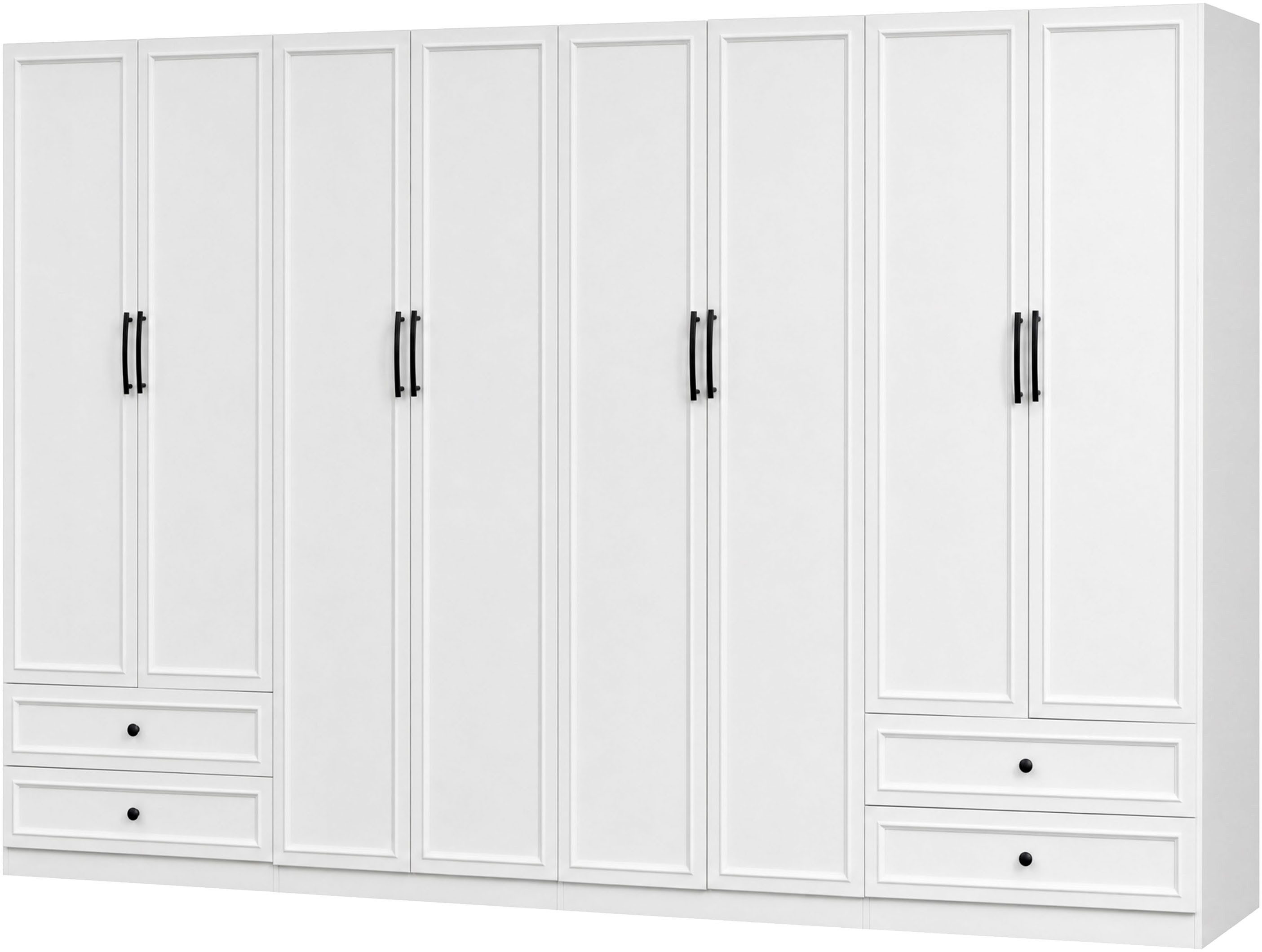 OTTO home Kleiderschrank Arrian 320 cm Weiß, 8-türiger Drehtürenschrank im Landhausstil (mit 4 Schubladen & Organizern, FSC Zertifiziert) XXL STAURAUM FÜR IHR Z – Bild 2 von 5