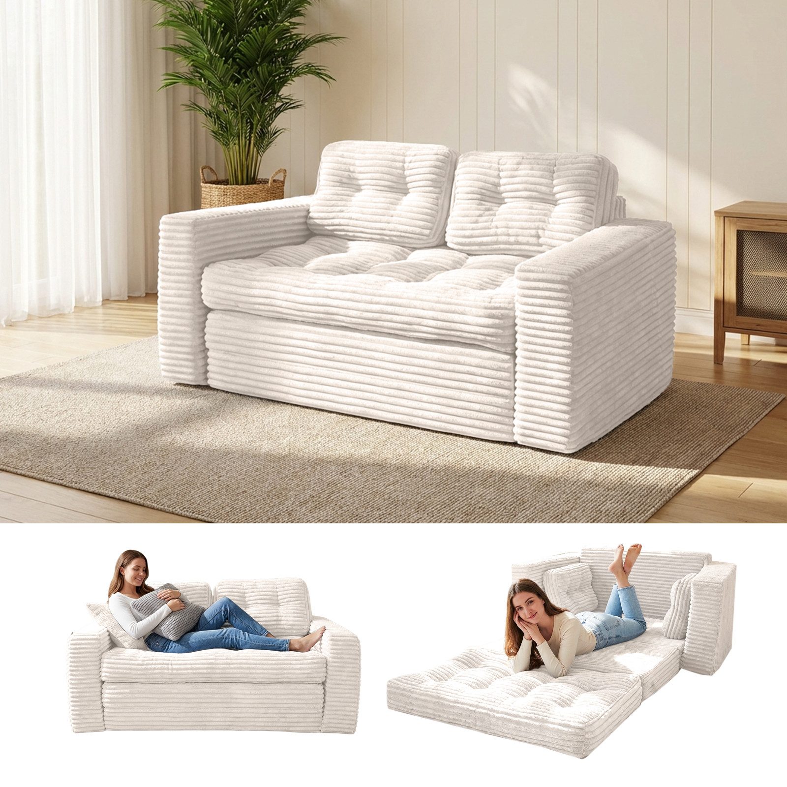 Youyijia Sofa Bodensofa Schlafsofa Bed mit Pillow Back Support Armrest Klappbar Sofa