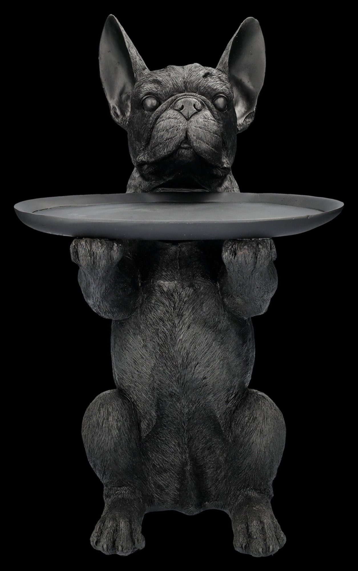 Figuren Shop GmbH als Butler - Dekofigur Figur Hundefigur schwarz Bulldoggen Tierfigur Dekoration
