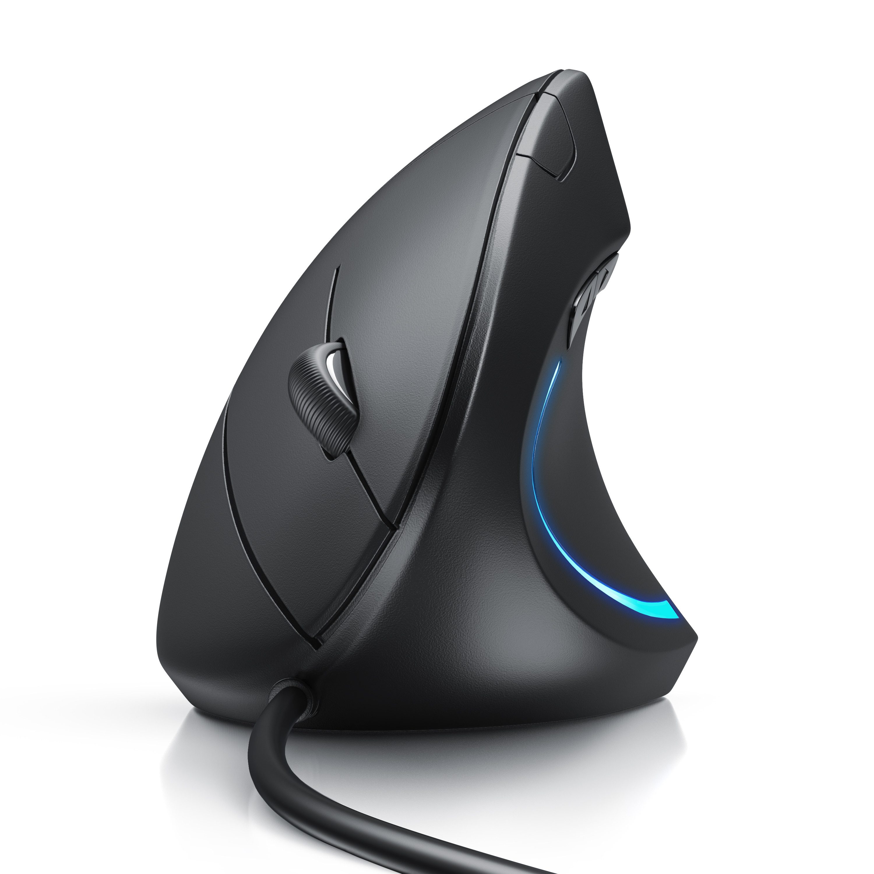 Titanwolf Vertikalmaus, optisch, USB, kabelgebunden, Armschonend, 1600 dpi ergonomische Maus (kabelgebunden, 1600 dpi, Vorbeugung von Mausarm / Tennisarm (RSI Syndrom) für Windows und Mac)