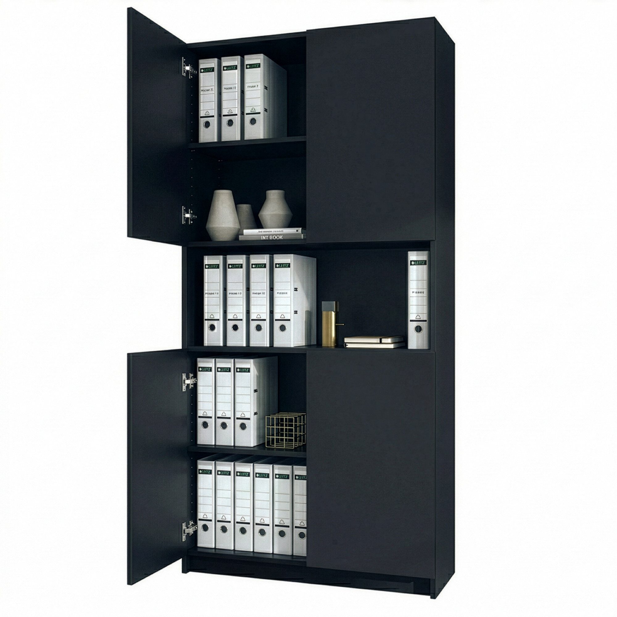 InnoFurn Aktenschrank Elona M2 Büroschrank (Ordnerschrank, Schrank für Büro, Home Office (82 x 184 x 37 cm) Aufbewahrungschrank mit Soft-Close & Push-to-Open