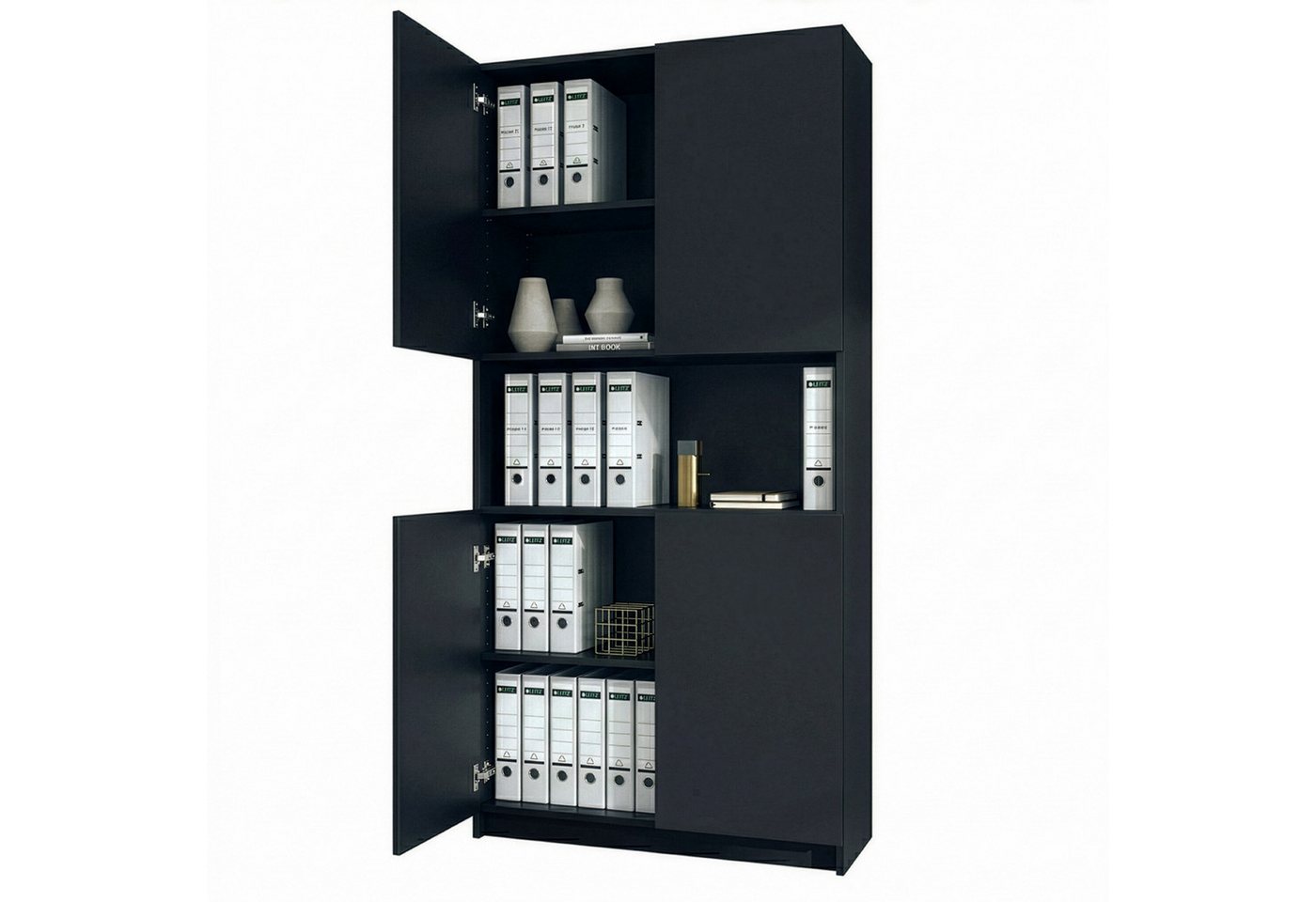 InnoFurn Aktenschrank Elona M2 Büroschrank (Ordnerschrank, Schrank für Büro, Home Office (82 x 184 x 37 cm) Aufbewahrungschrank mit Soft-Close & Push-to-Open