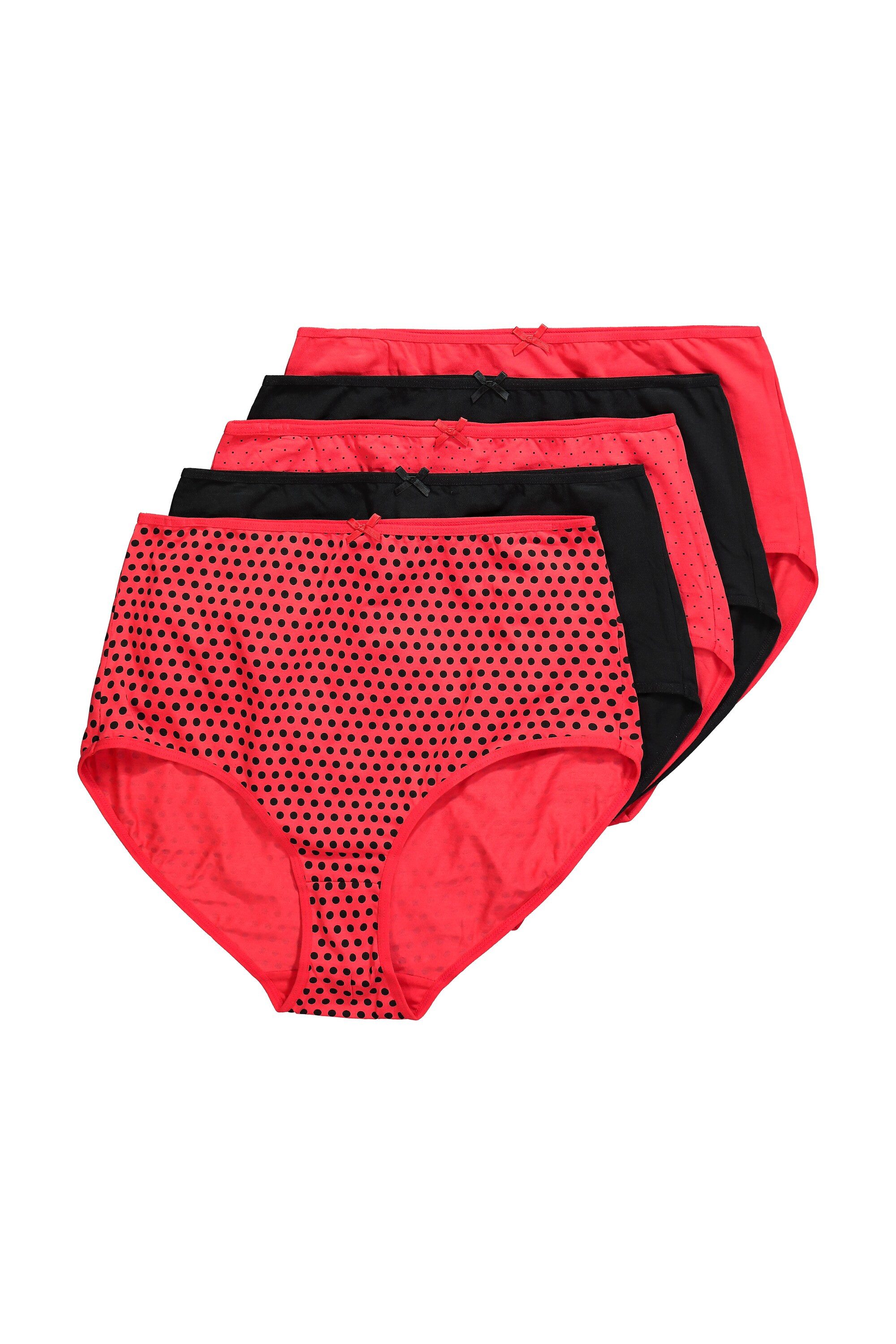 Ulla Popken Maxislip Maxislips 5er-Pack Punkte/rot/schwarz