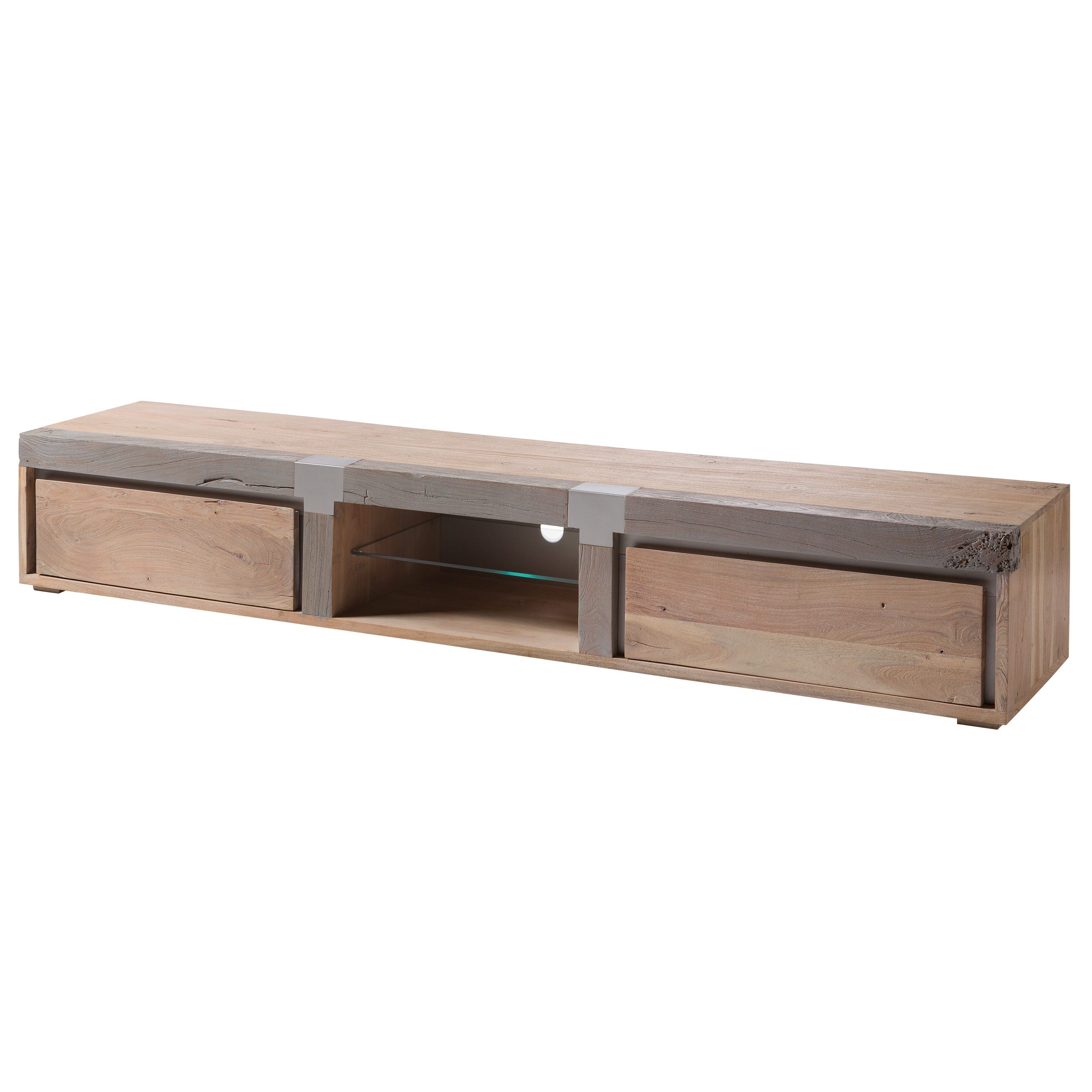 Massivmoebel24 TV-Board AMSTERDAM Akazie Massivholz beige (Massivholz montiert 65 kg AMSTERDAM #104), Akazie 240x48x39 cm (BxTxH) beige lackiert
