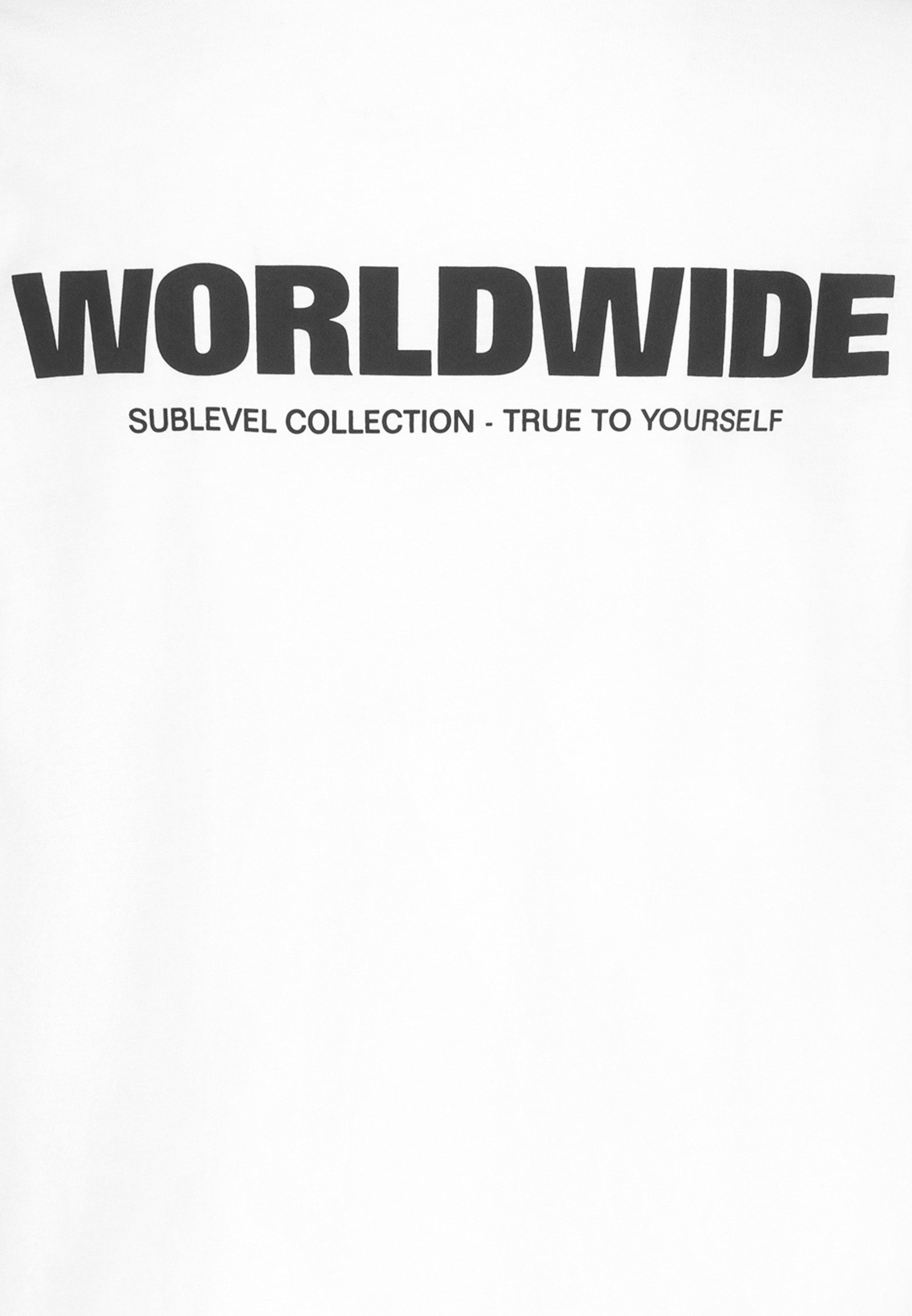SUBLEVEL T-Shirt 2er-SET Weiches Jersey mit Front-Print 'WORLDWIDE' Kurzarm (2-tlg) 2er-Pack T-Shirts