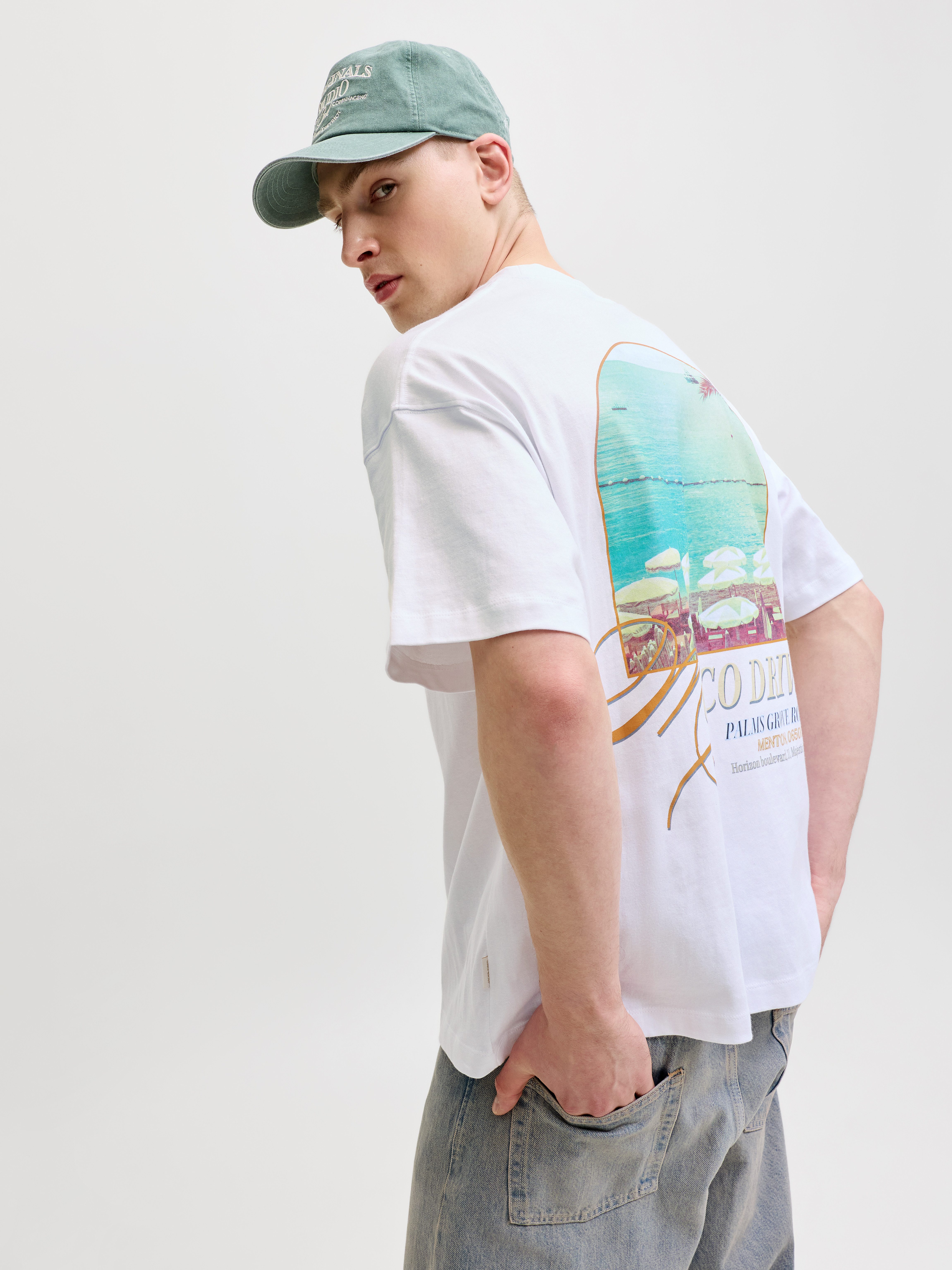 Jack & Jones Kurzarmshirt JORSANREMO BACK TEE SS CREW NECK LN Baumwolle – Bild 2 von 5