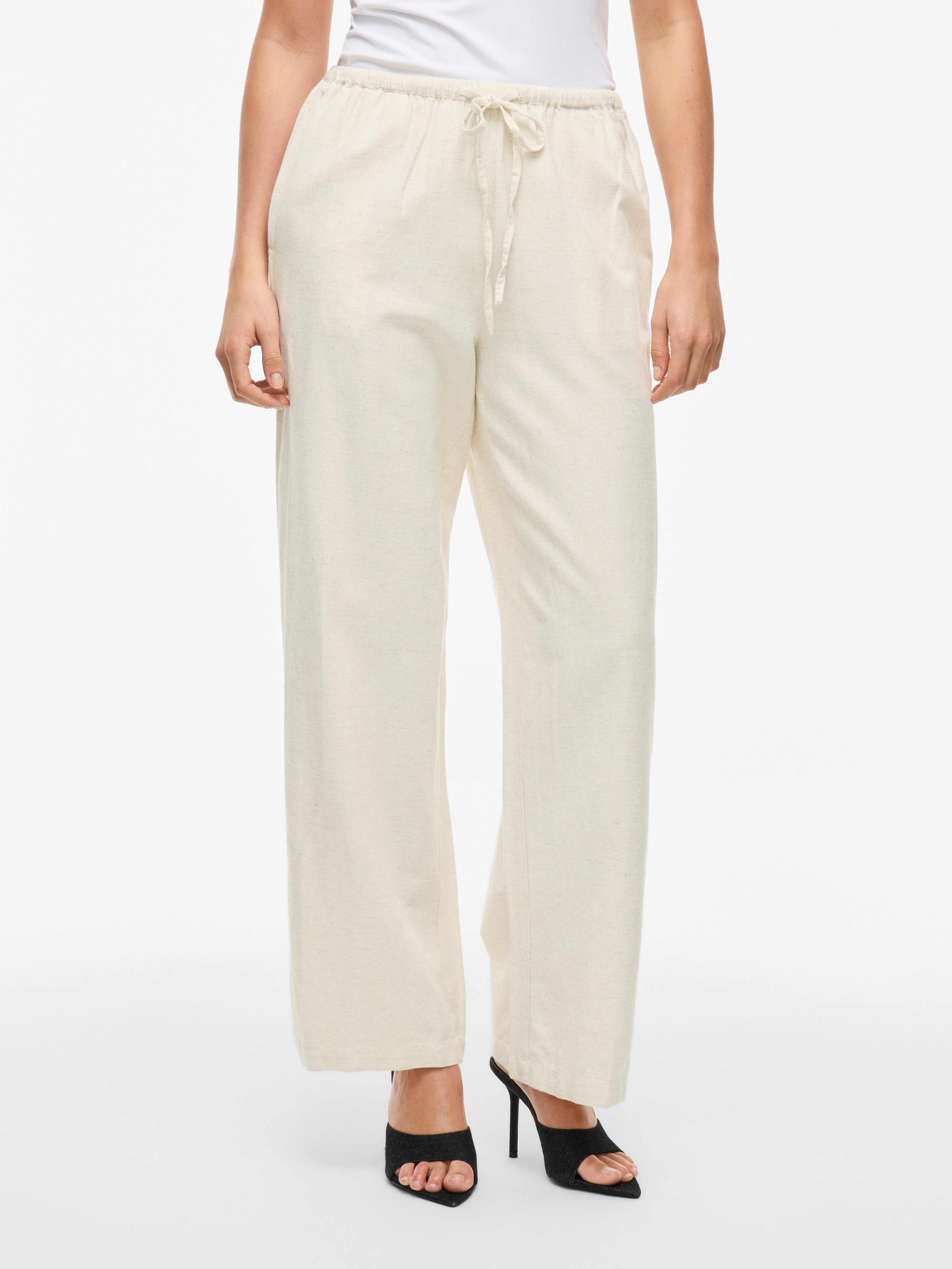 Vila Schlupfhose VIPRISILLA RW PANTS - NOOS Sommerhose, mit Leinen