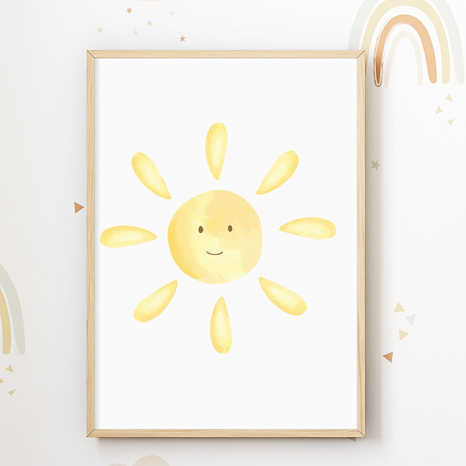 Tigerlino Poster Pastell Sonne Regenbogen Wolke 3er Set Kinderzimmer Bilder Babyzimmer